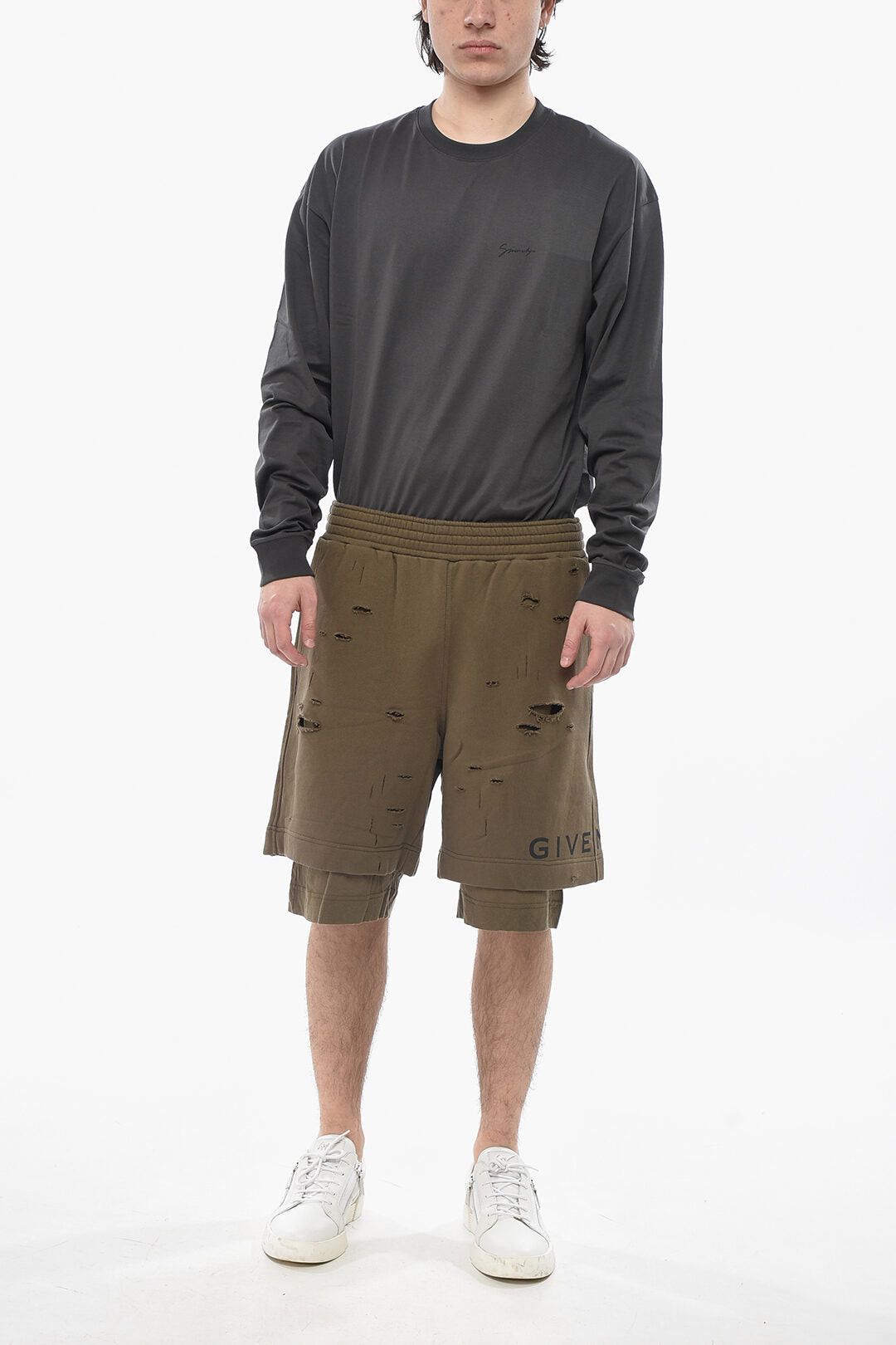 Givenchy Double-Fabric Shorts With Distressed Design Size US 33 - 4 Thumbnail