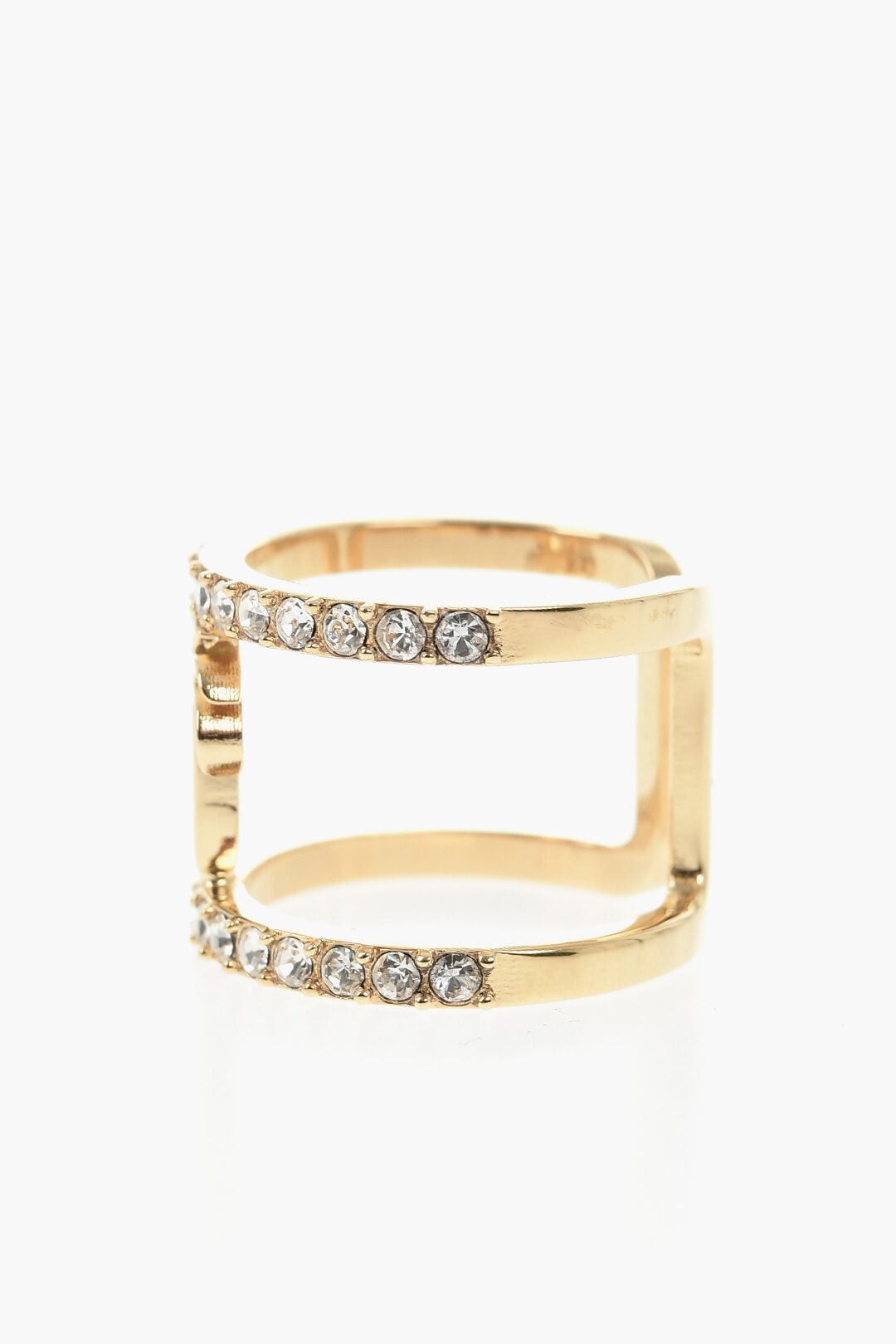 Palm Angels Gold-Tone Brass Ring with Rhinestones Size ONE SIZE - 3 Thumbnail