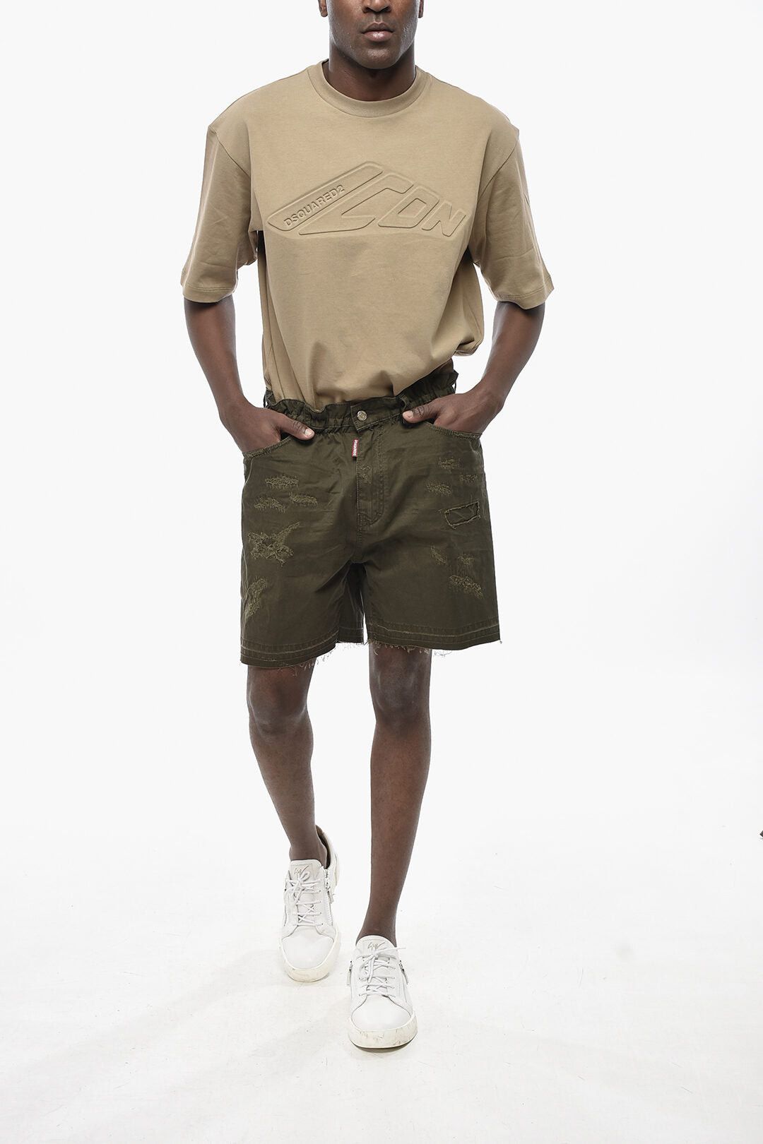 Dsquared2 5-Pocket Cotton Distressed Shorts Size US 33 - 4 Thumbnail