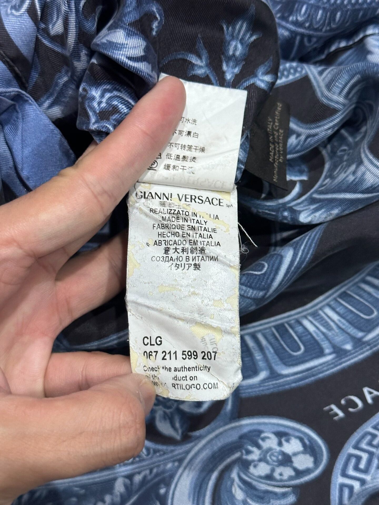 Versace Versace Silk Long Sleeve Shirt Blue Black Size US S / EU 44-46 / 1 - 6 Thumbnail