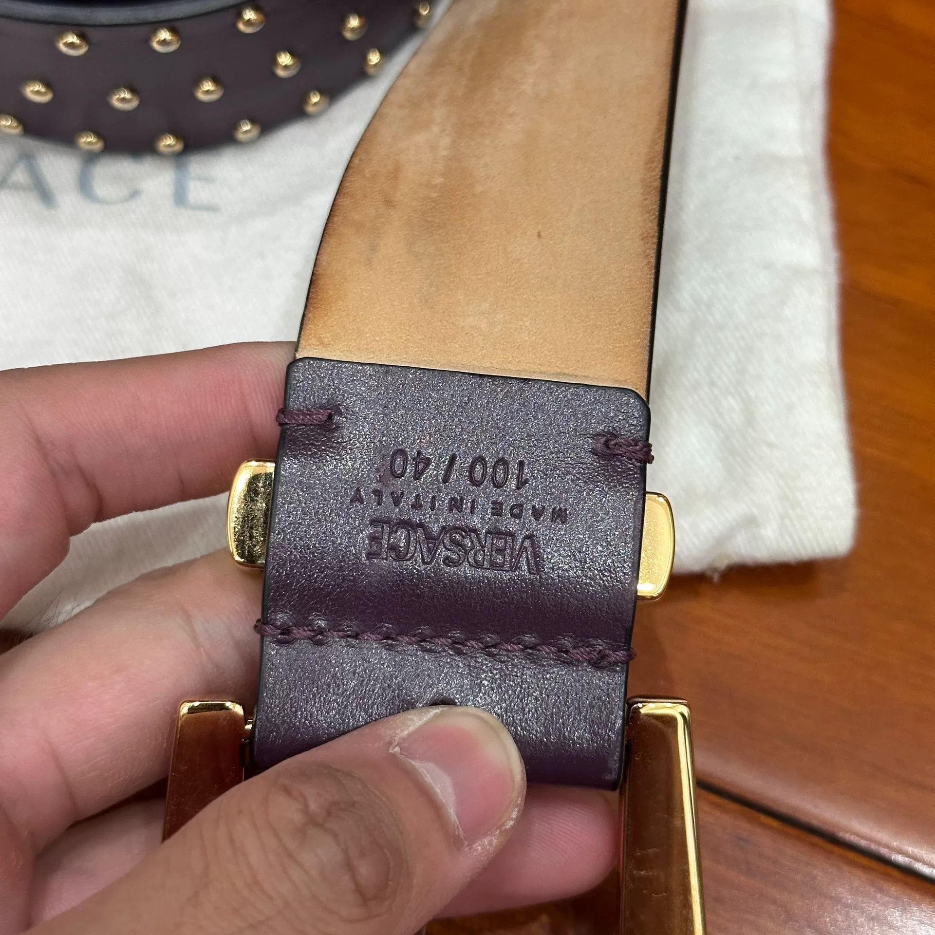 Versace Versace Medusa Studded Belt in Purple Size ONE SIZE - 3 Thumbnail