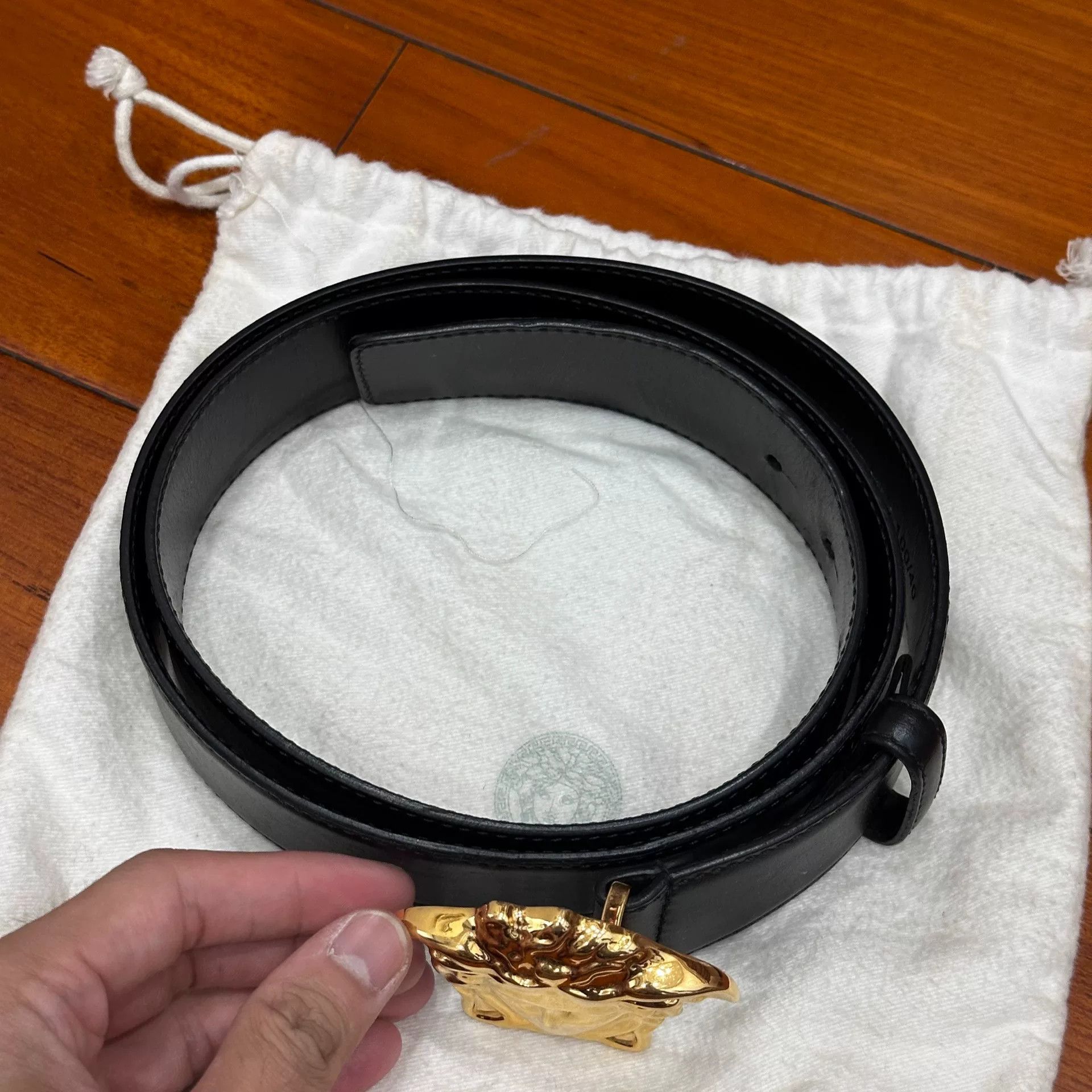 Versace Versace Medusa Black and Gold Belt Size ONE SIZE - 2 Thumbnail