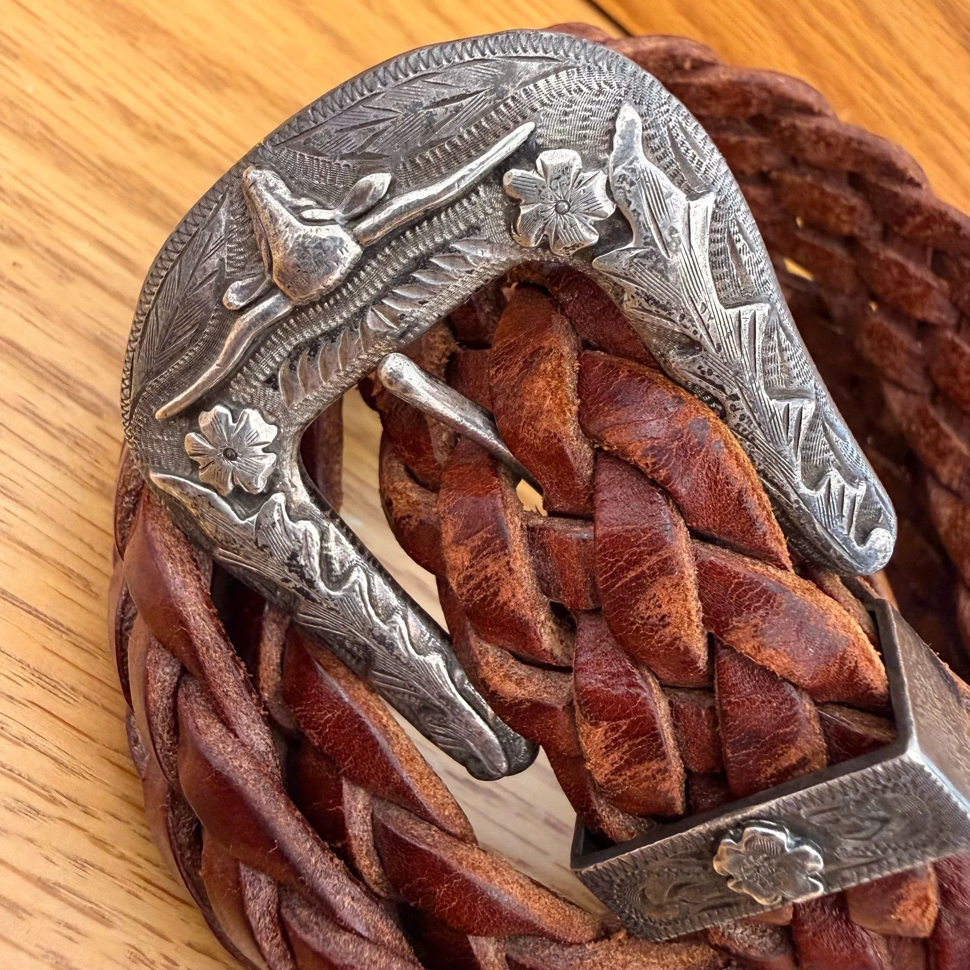 Ralph Lauren RL Vintage Silver Leather Braided Belt Size ONE SIZE - 2 Thumbnail