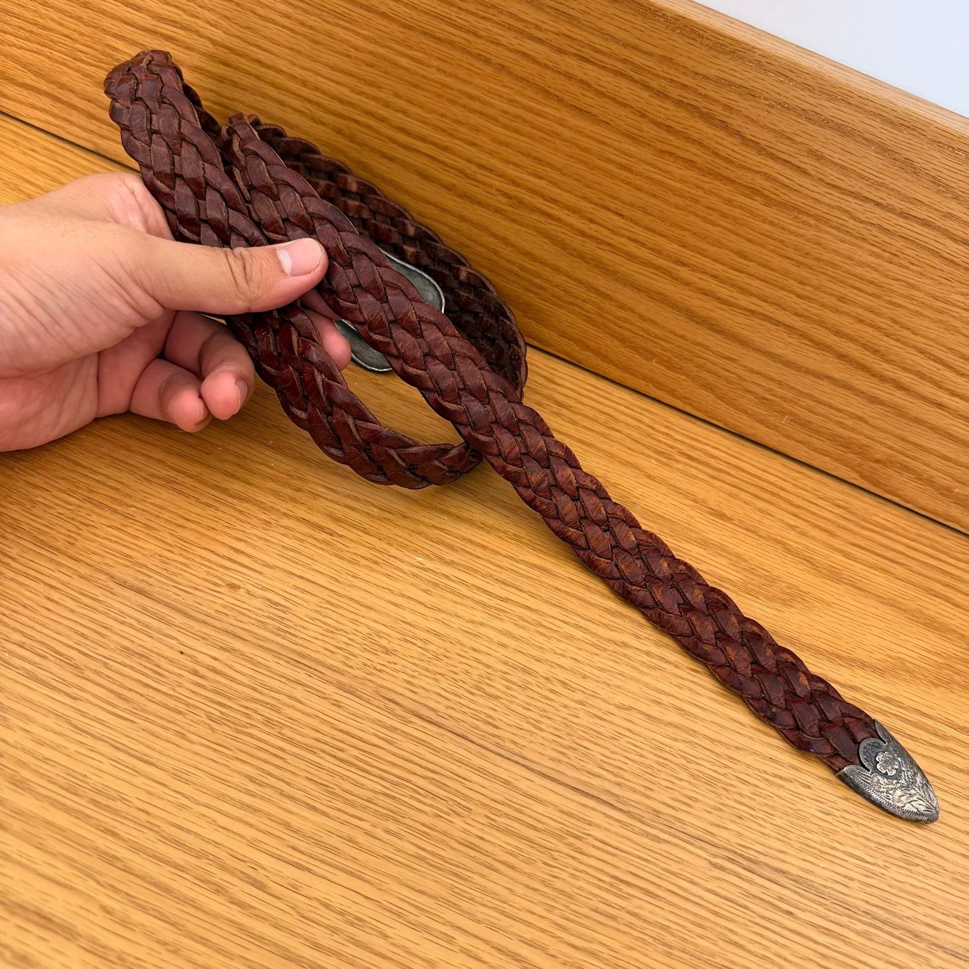 Ralph Lauren RL Vintage Silver Leather Braided Belt Size ONE SIZE - 7 Thumbnail