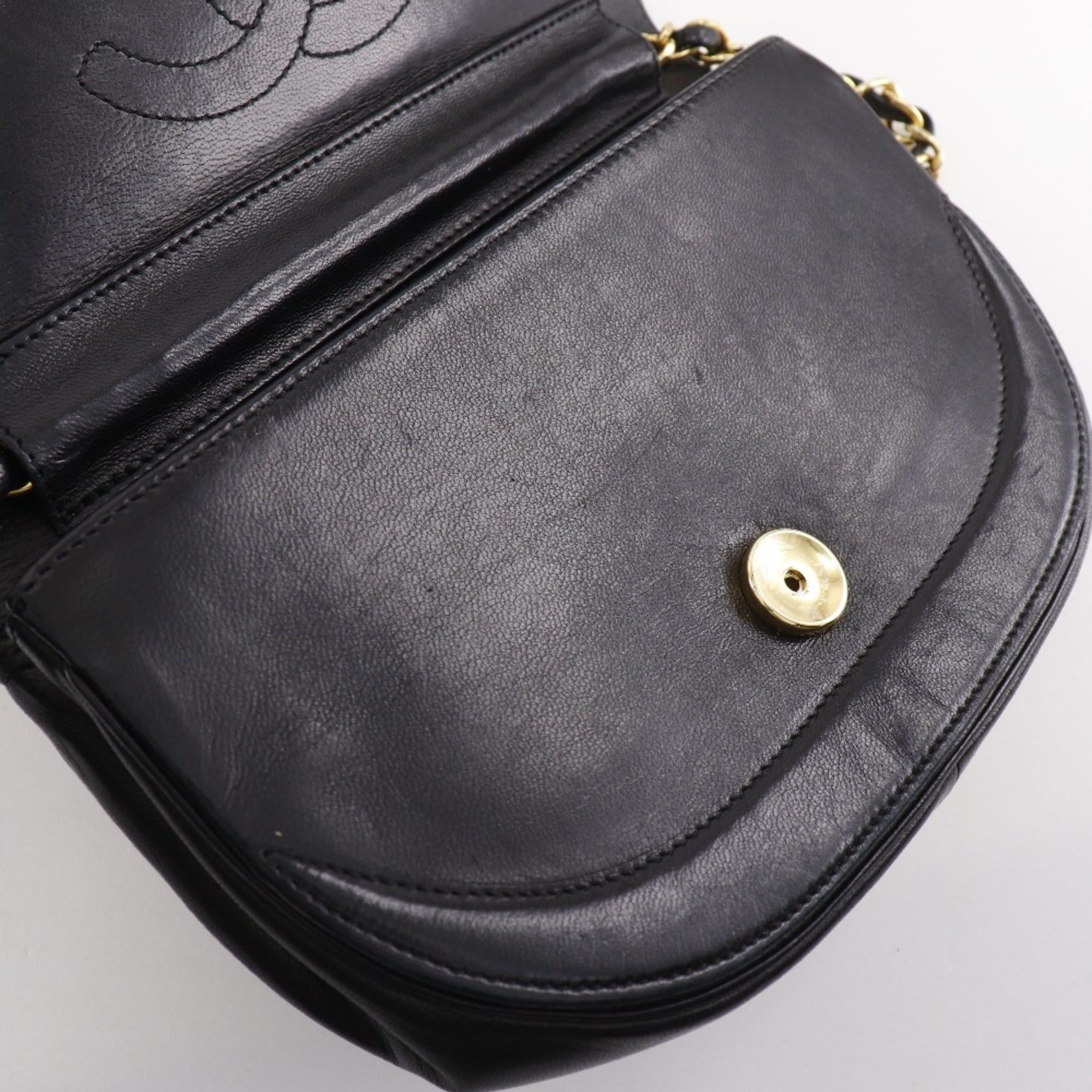 Chanel CHANEL Half Moon Chain Shoulder Bag, Vintage Lambskin, Black, Snap Button, Women's Size ONE SIZE - 13 Thumbnail