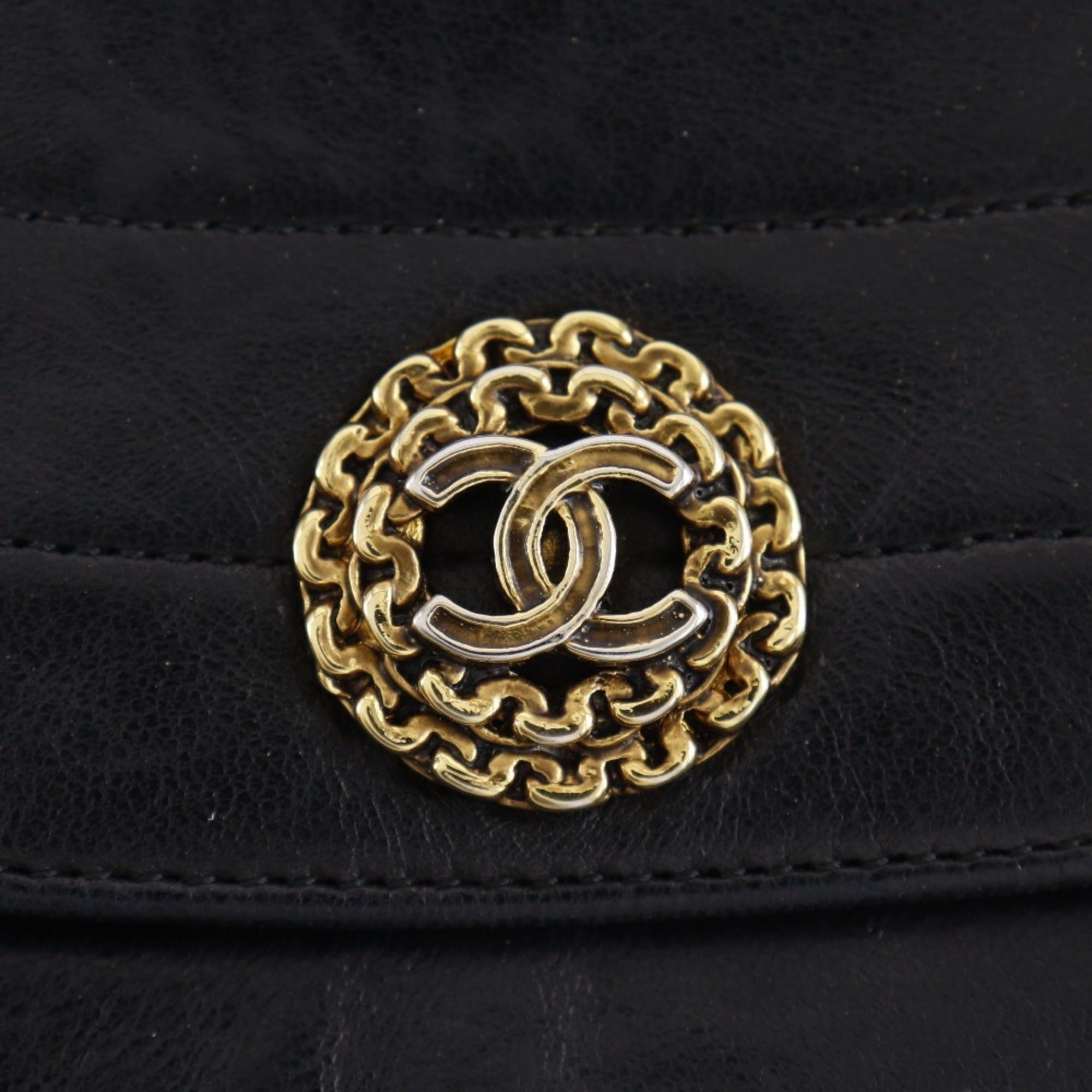 Chanel CHANEL Half Moon Chain Shoulder Bag, Vintage Lambskin, Black, Snap Button, Women's Size ONE SIZE - 8 Thumbnail