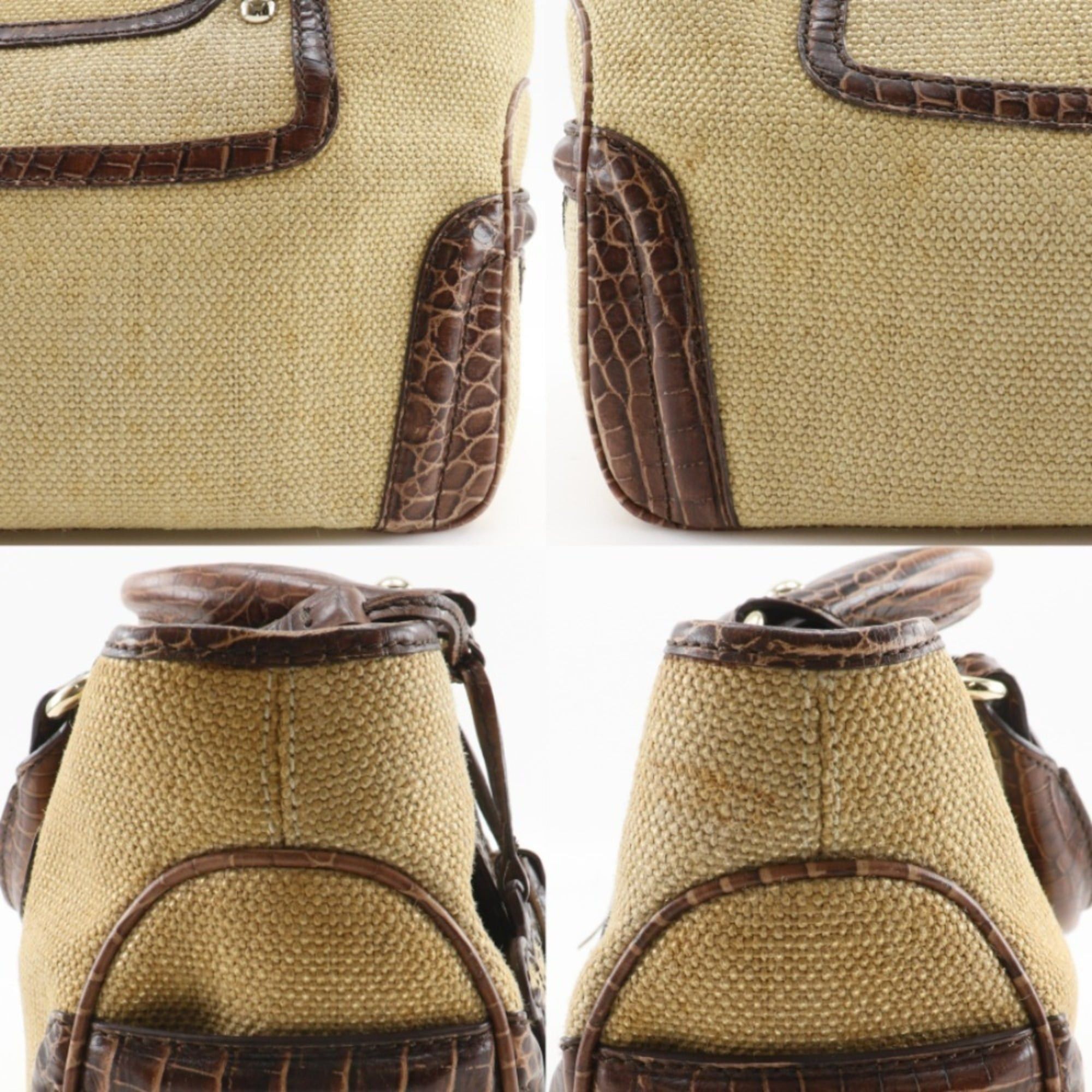 Celine Celine Boogie Bag Handbag with Triomphe Charm, Straw and Embossed Leather, Brown, 2-Way, A5 Size, Women's Size ONE SIZE - 16 Thumbnail