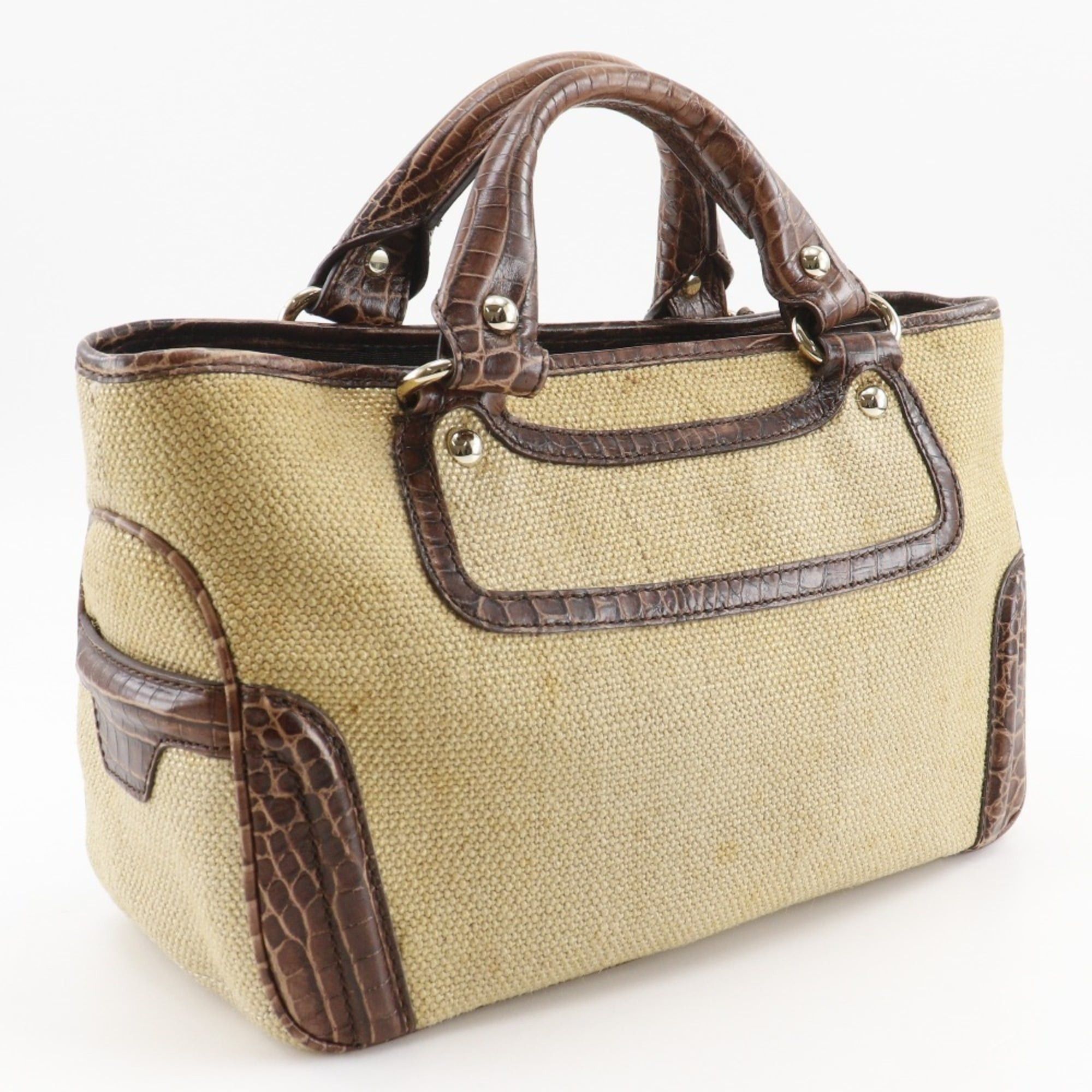 Celine Celine Boogie Bag Handbag with Triomphe Charm, Straw and Embossed Leather, Brown, 2-Way, A5 Size, Women's Size ONE SIZE - 3 Thumbnail