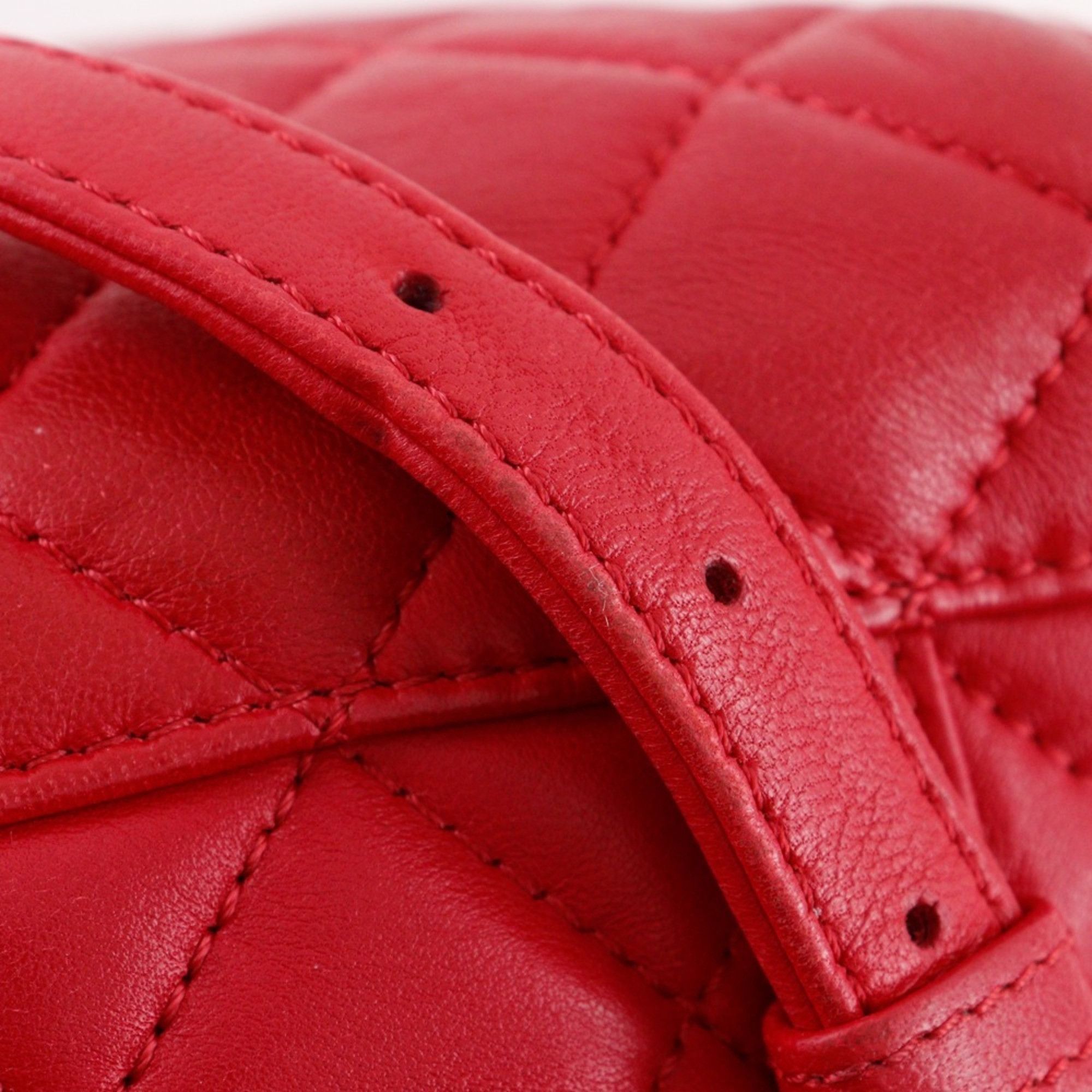 Chanel CHANEL Matelasse Backpack/Daypack, Lambskin, Red, 2-Way, A5, Turn Lock, Women's Size ONE SIZE - 14 Thumbnail
