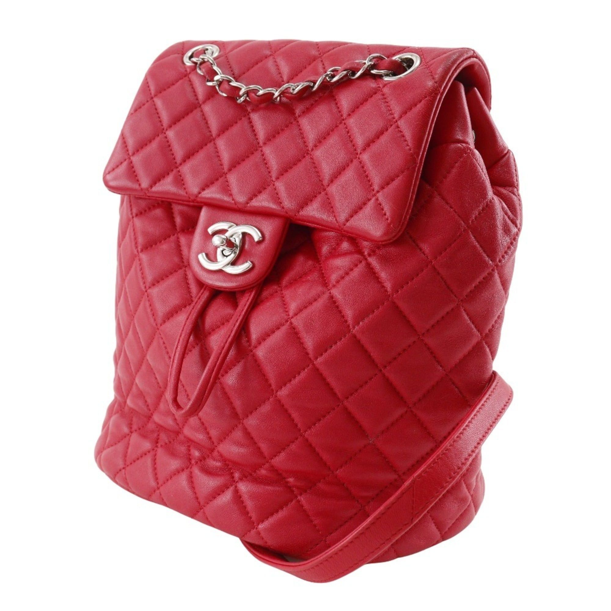 Chanel CHANEL Matelasse Backpack/Daypack, Lambskin, Red, 2-Way, A5, Turn Lock, Women's Size ONE SIZE - 2 Thumbnail