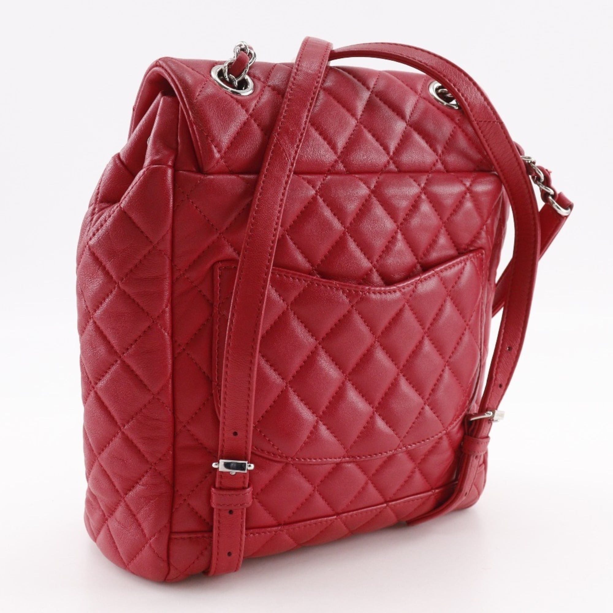 Chanel CHANEL Matelasse Backpack/Daypack, Lambskin, Red, 2-Way, A5, Turn Lock, Women's Size ONE SIZE - 3 Thumbnail