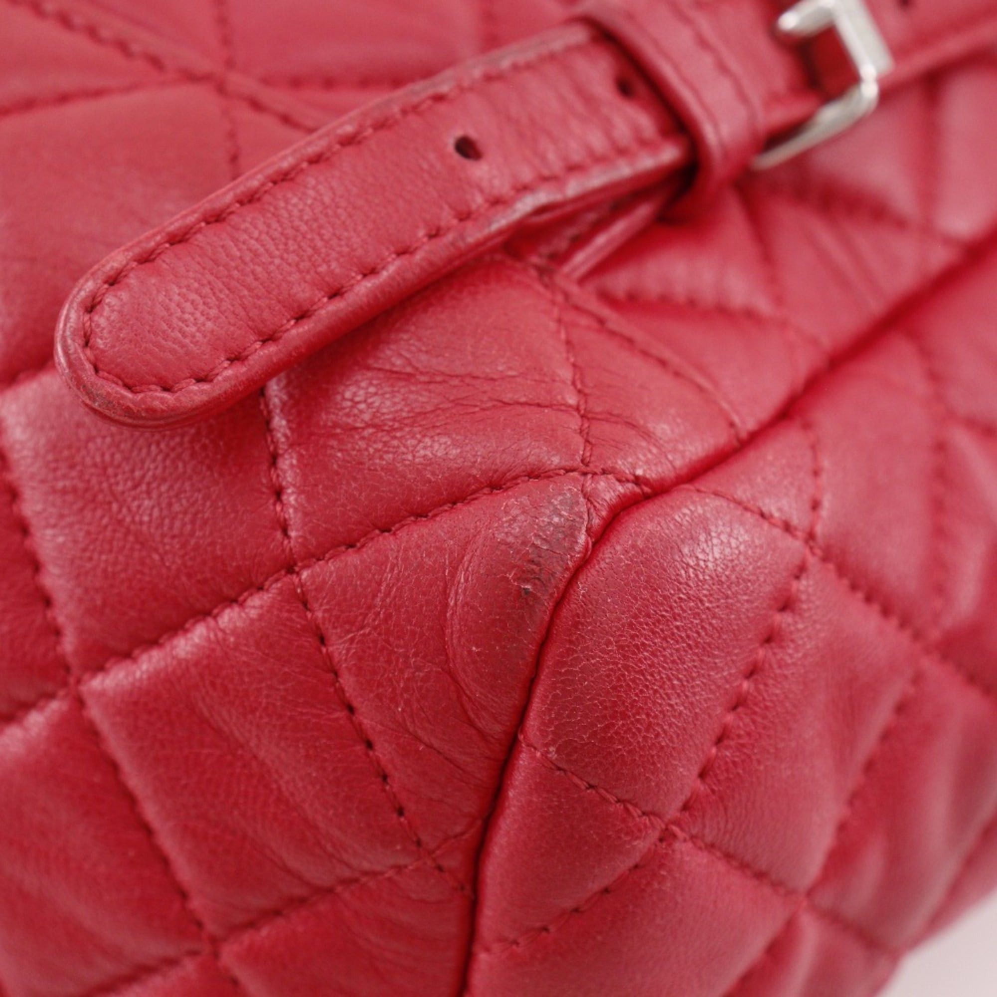 Chanel CHANEL Matelasse Backpack/Daypack, Lambskin, Red, 2-Way, A5, Turn Lock, Women's Size ONE SIZE - 7 Thumbnail