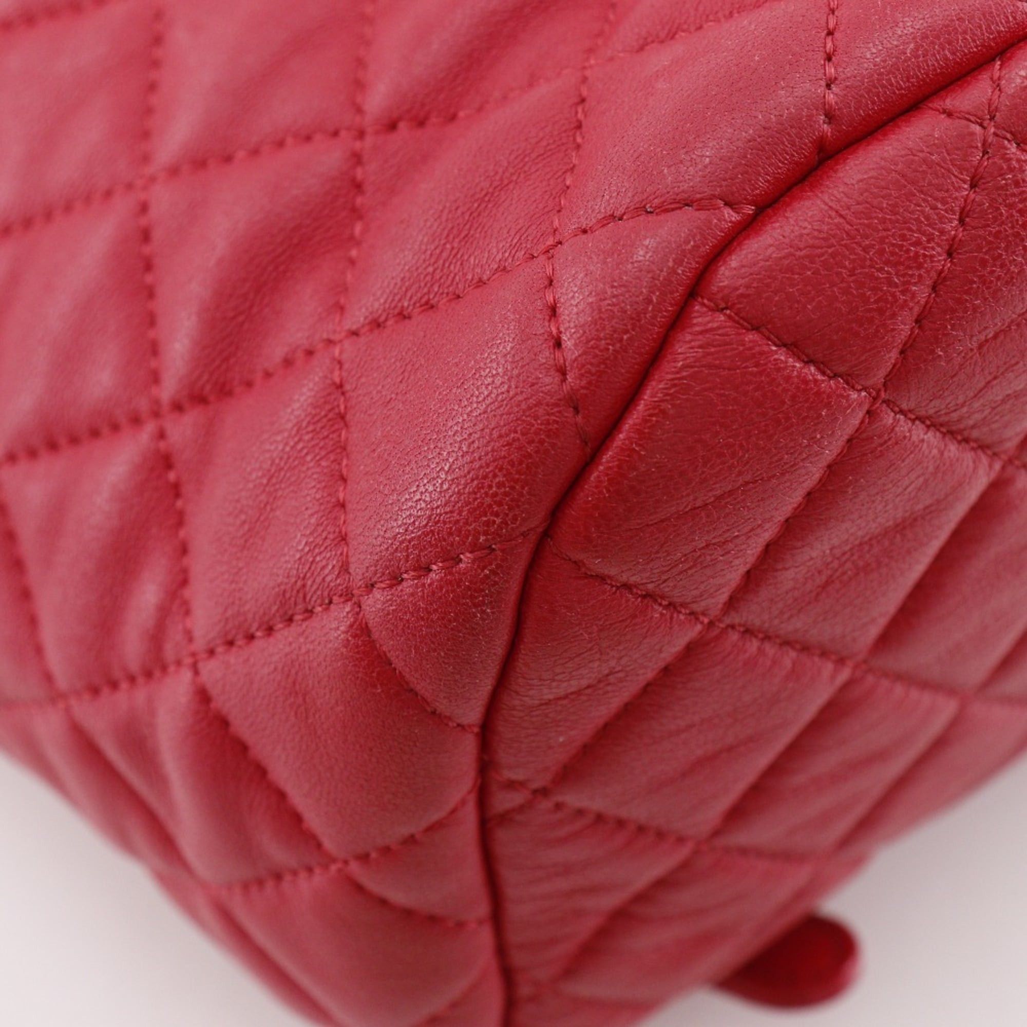 Chanel CHANEL Matelasse Backpack/Daypack, Lambskin, Red, 2-Way, A5, Turn Lock, Women's Size ONE SIZE - 4 Thumbnail