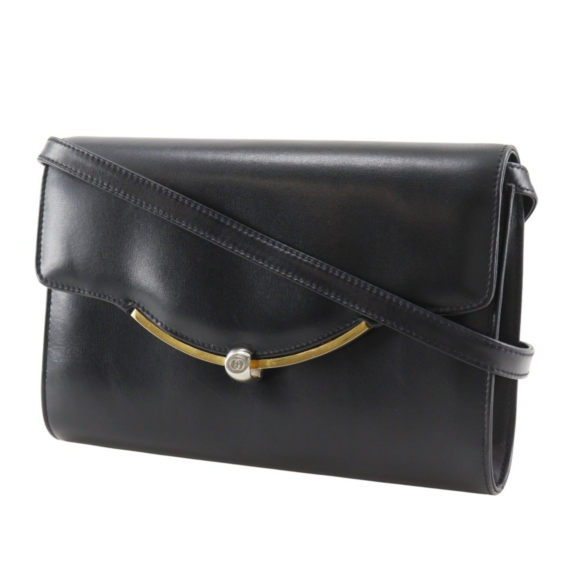 Gucci Gucci Old Shoulder Bag 2-Way Clutch Calfskin Black Flap Women's Size ONE SIZE - 2 Thumbnail