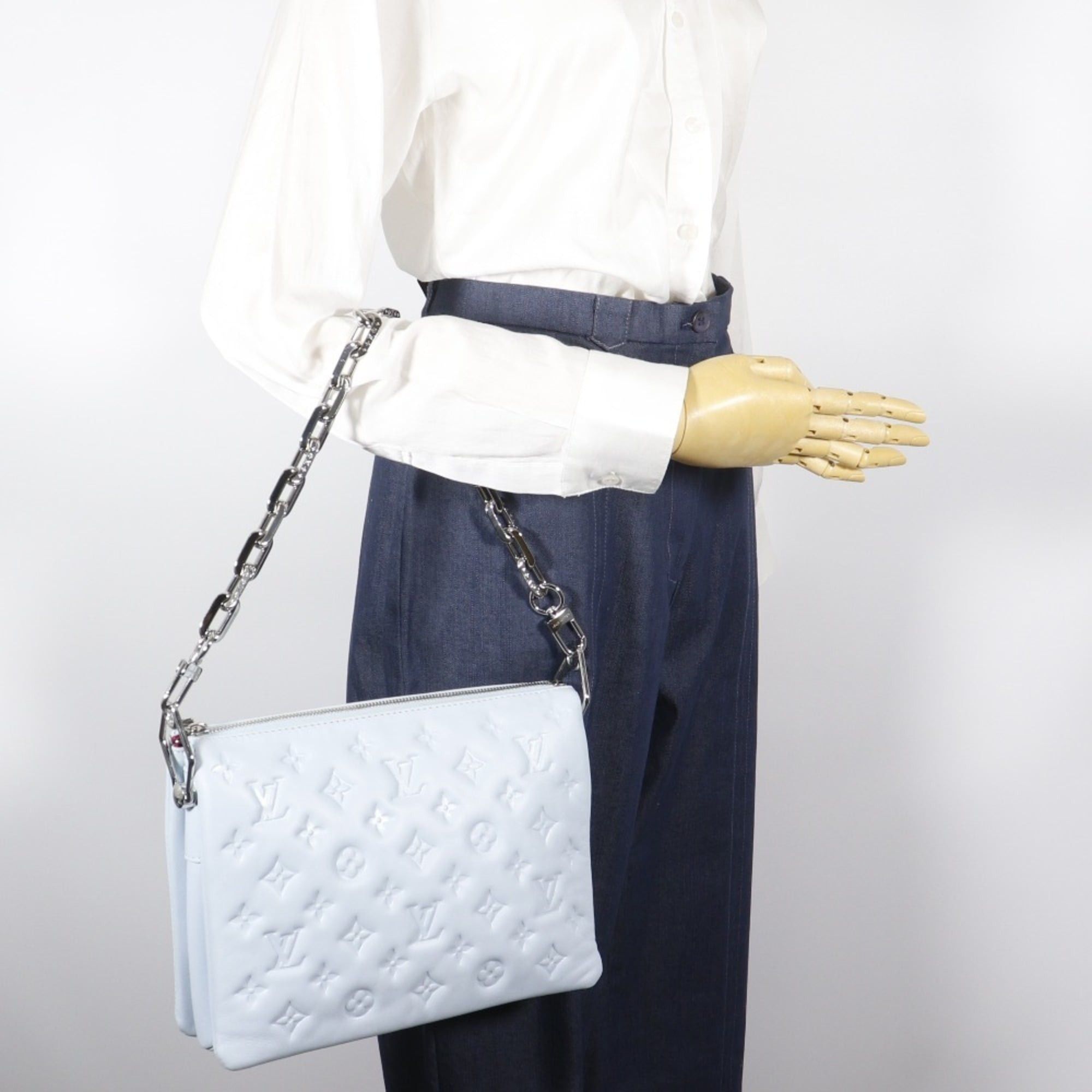 Louis Vuitton Louis Vuitton Kussan PM Shoulder Bag in Monogram Embossed Lamb Leather, Blue Glacier, Light Blue, A5, Women's Size ONE SIZE - 19 Thumbnail