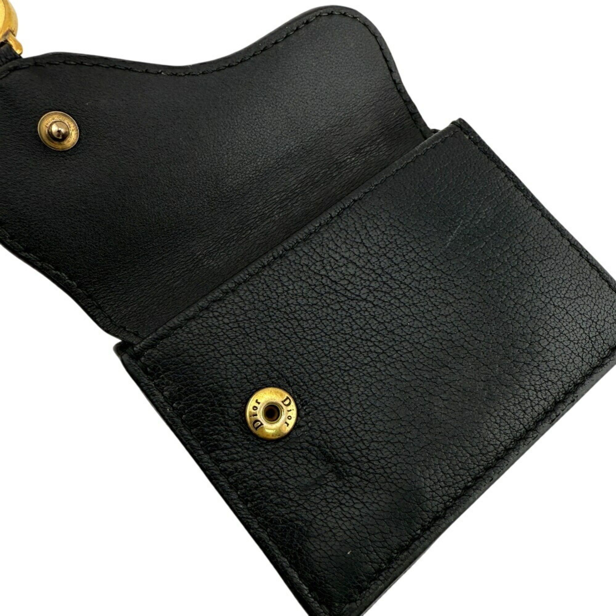 Dior Christian Dior Saddle Compact Wallet, Tri-fold Black, Women's Size ONE SIZE - 9 Thumbnail