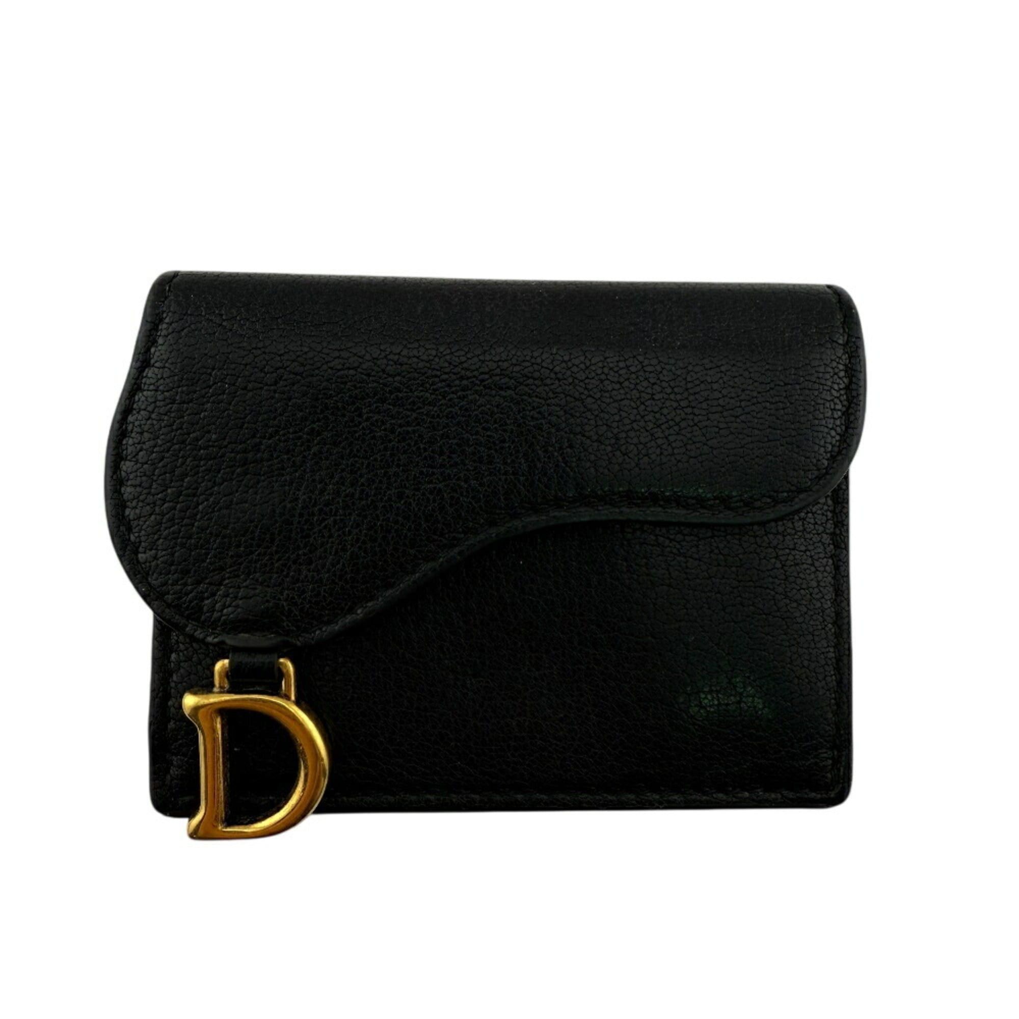 Dior Christian Dior Saddle Compact Wallet, Tri-fold Black, Women's Size ONE SIZE - 3 Thumbnail