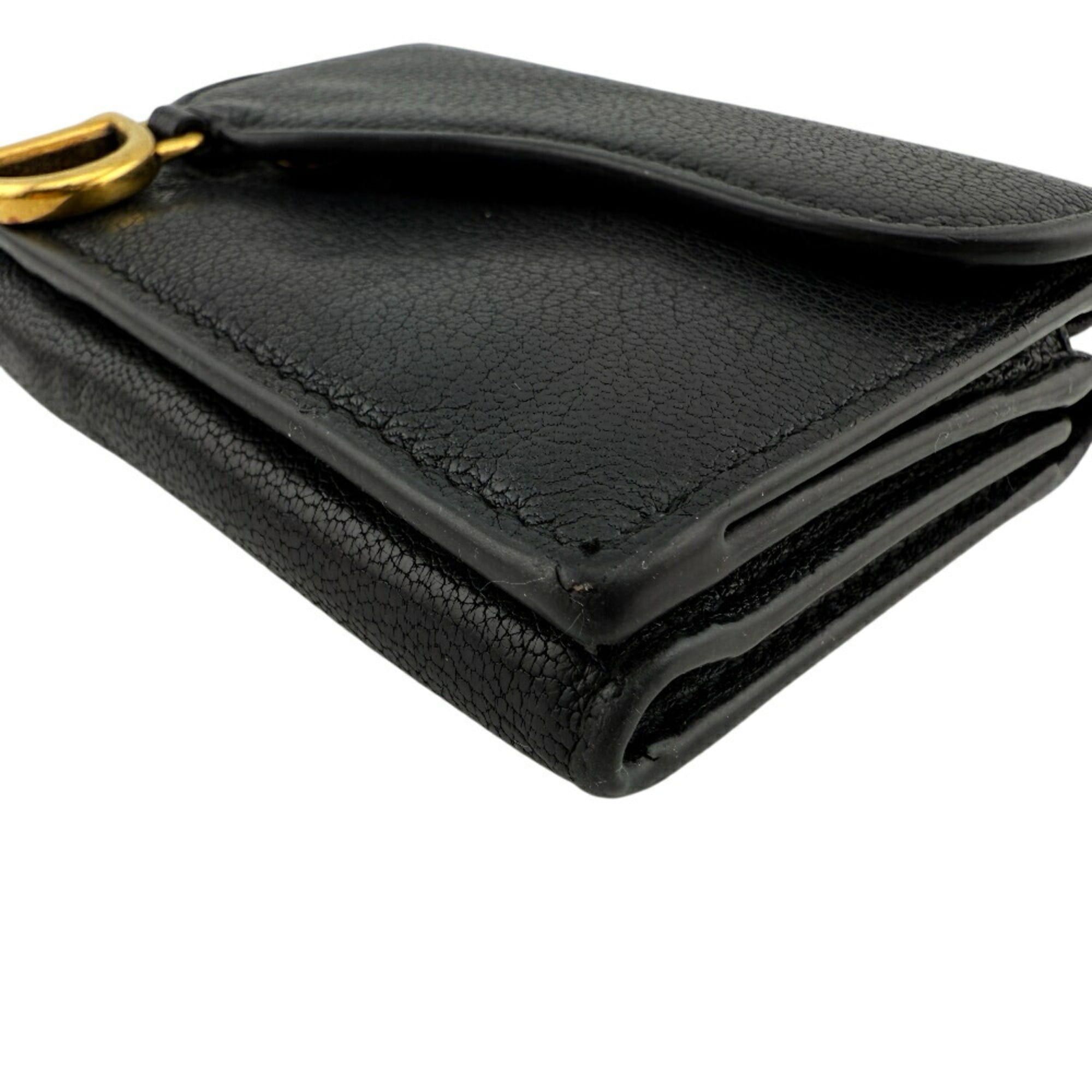 Dior Christian Dior Saddle Compact Wallet, Tri-fold Black, Women's Size ONE SIZE - 5 Thumbnail