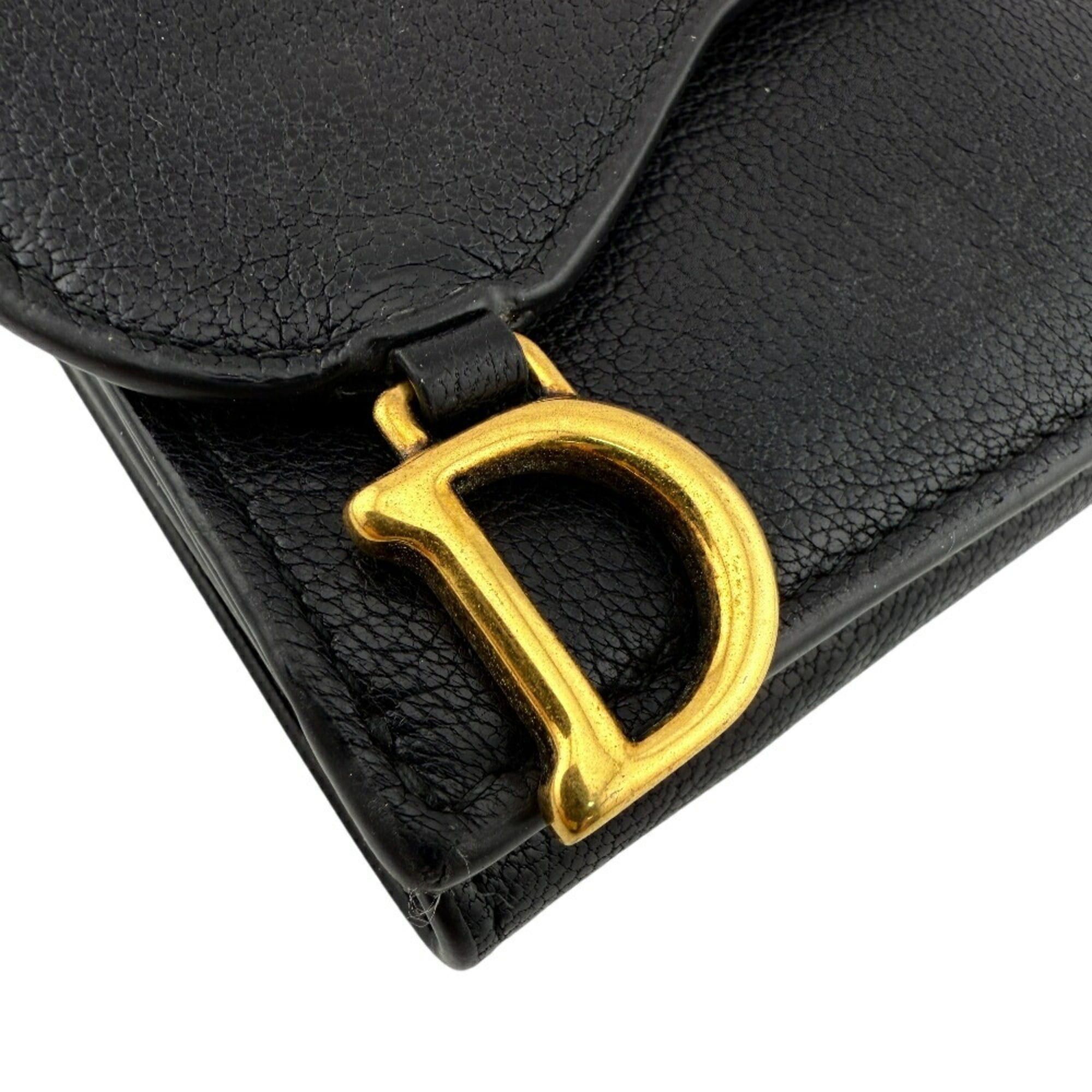 Dior Christian Dior Saddle Compact Wallet, Tri-fold Black, Women's Size ONE SIZE - 8 Thumbnail