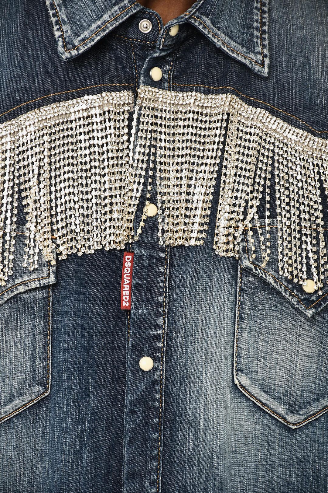 Dsquared2 Double-Fabric Shirt with Strass Size US L / EU 52-54 / 3 - 3 Thumbnail