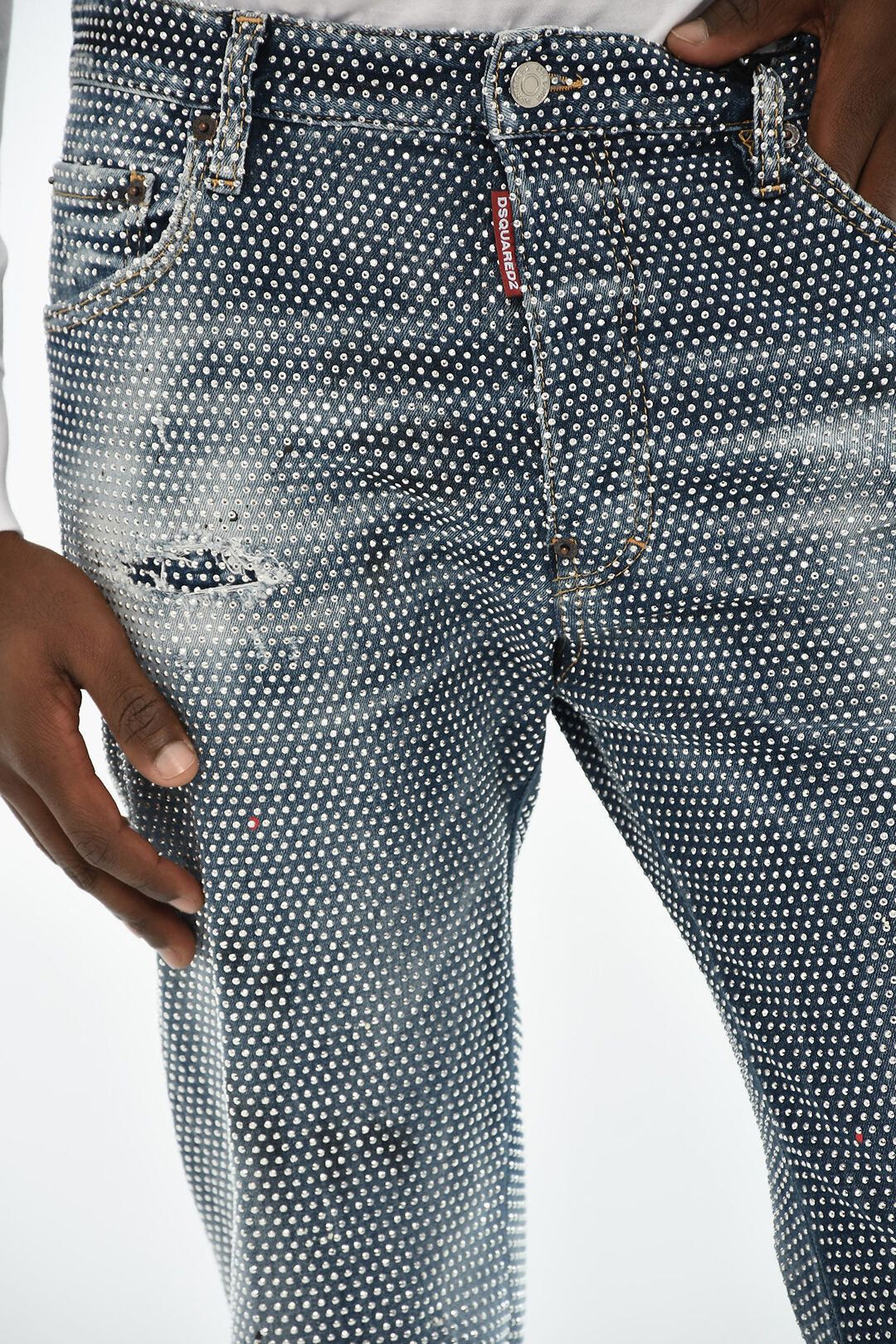 Dsquared2 Distressed Jeans with All-Over Studs Size US 33 - 2 Thumbnail