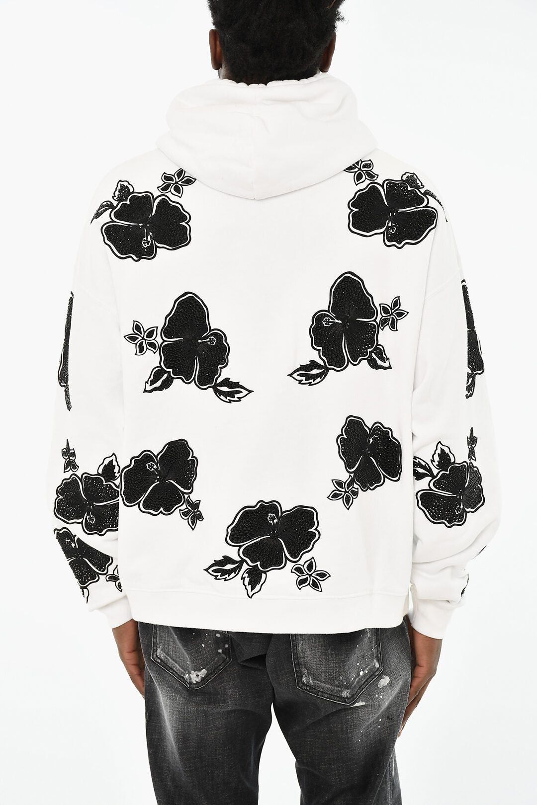 Dsquared2 Two-Tone Floral Motif Hoodie Sweatshirt Size US M / EU 48-50 / 2 - 2 Thumbnail