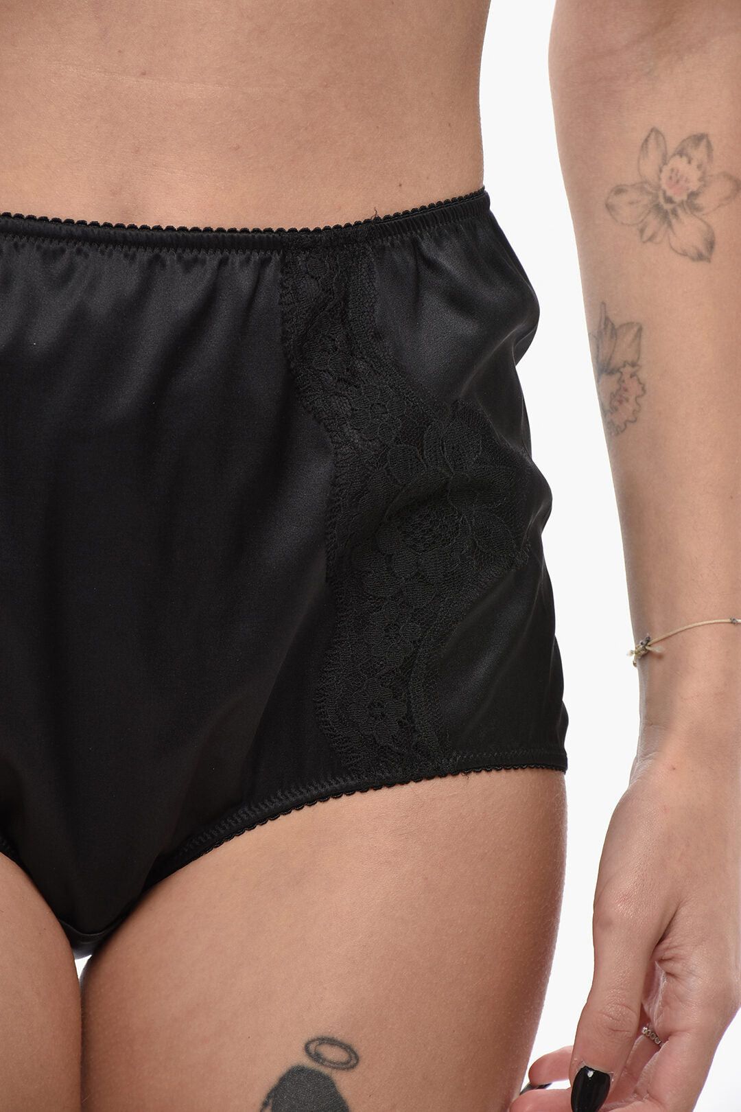 Dolce & Gabbana Silk Satin Culotte with Lace Inserts Size ONE SIZE - 3 Thumbnail