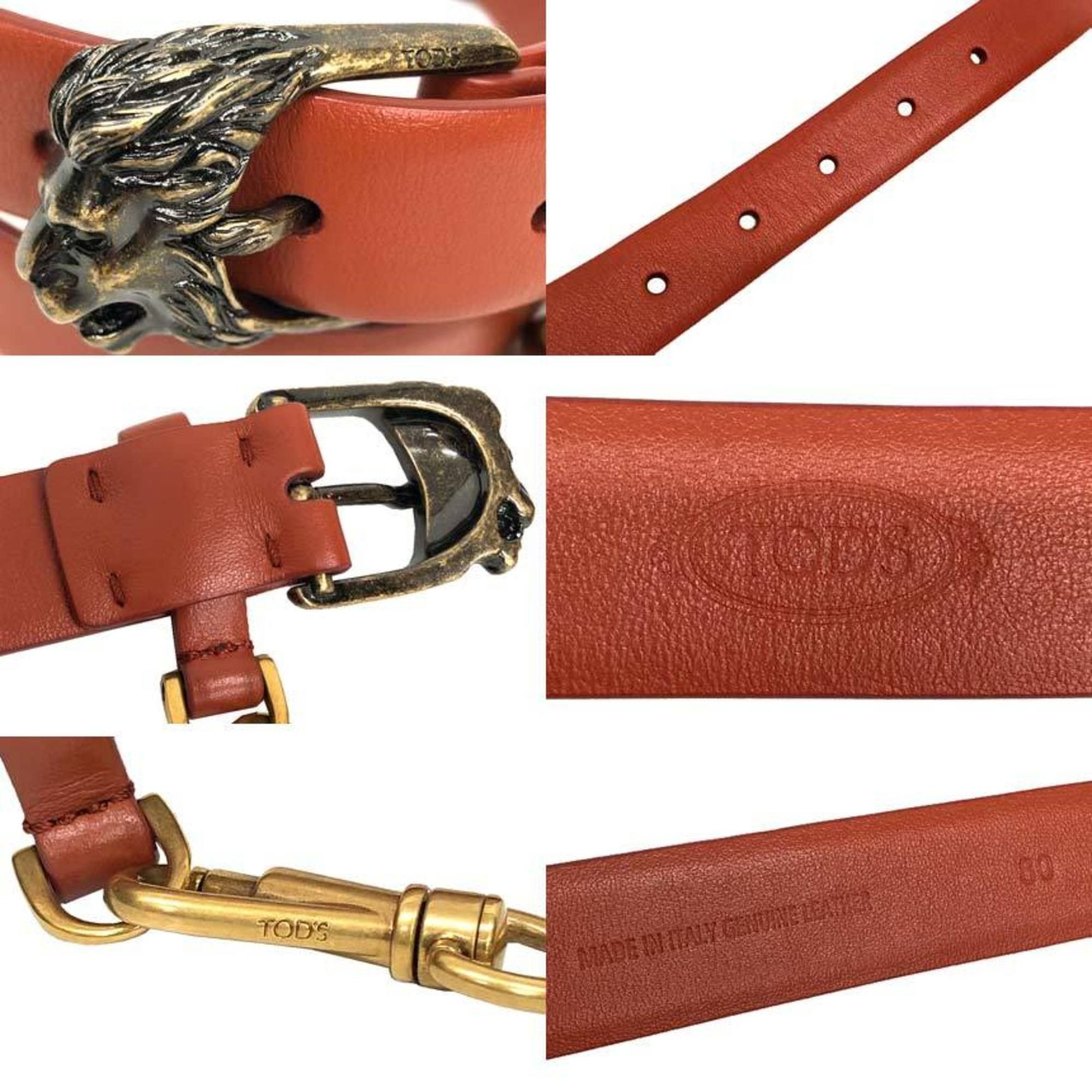 Tod's TOD'S Leather Belt XCWTSI30101M734130 CINT REVER T LOGO + PASS PELLE Brown Size ONE SIZE - 3 Thumbnail