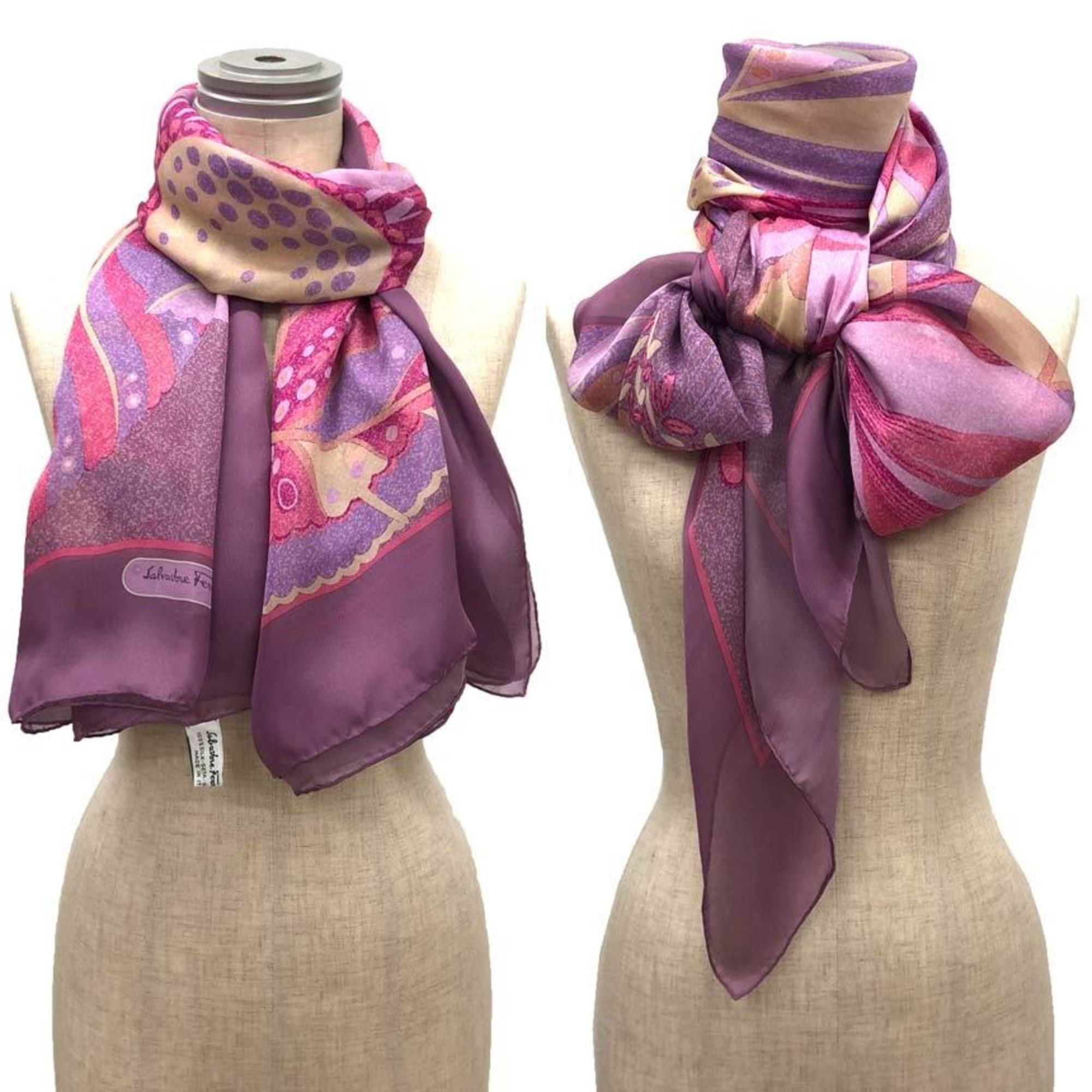 Salvatore Ferragamo Salvatore Ferragamo Silk Chiffon Shawl Stole Scarf Large Flower Women's Size ONE SIZE - 2 Thumbnail