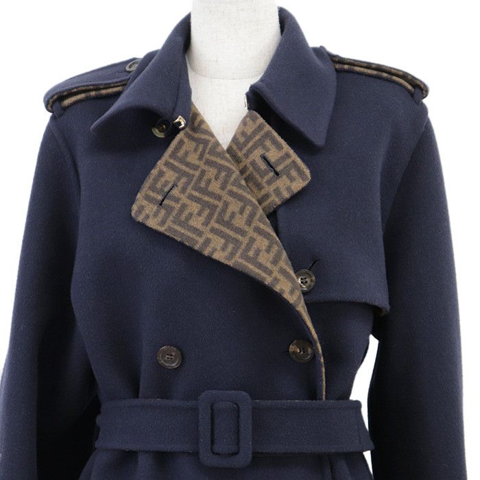 Fendi Fendi Fendi FF Zuccha Monogram Wool Silk Coat Textile Outerwear DUTY FREE for USA Size ONE SIZE - 2 Thumbnail