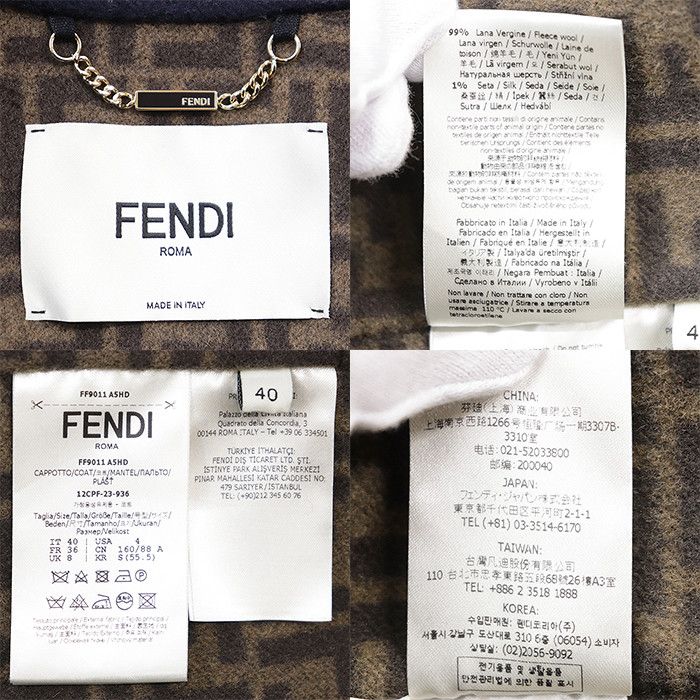 Fendi Fendi Fendi FF Zuccha Monogram Wool Silk Coat Textile Outerwear DUTY FREE for USA Size ONE SIZE - 10 Thumbnail