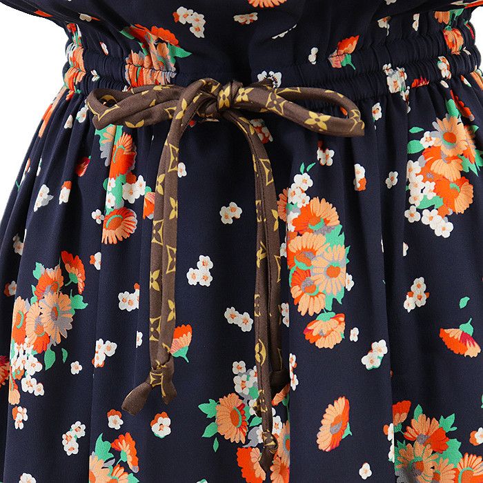 Louis Vuitton Louis Vuitton Louis Vuitton Monogram Floral Print Silk Dress Textile Dresses DUTY FREE for USA Size ONE SIZE - 3 Thumbnail