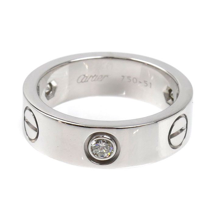 Cartier Cartier Cartier Love Au750 White Gold Diamond Ring Size 11 Precious Metal Ring DUTY FREE for USA Size ONE SIZE - 3 Thumbnail