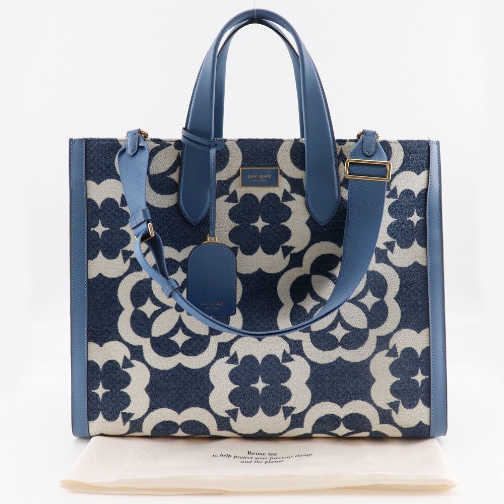 Kate Spade Kate Spade Kate Spade Manhattan Chenille Cotton Leather 2way Tote Bag Textile Tote Bag K9959 DUTY FREE for USA Size ONE SIZE - 16 Thumbnail