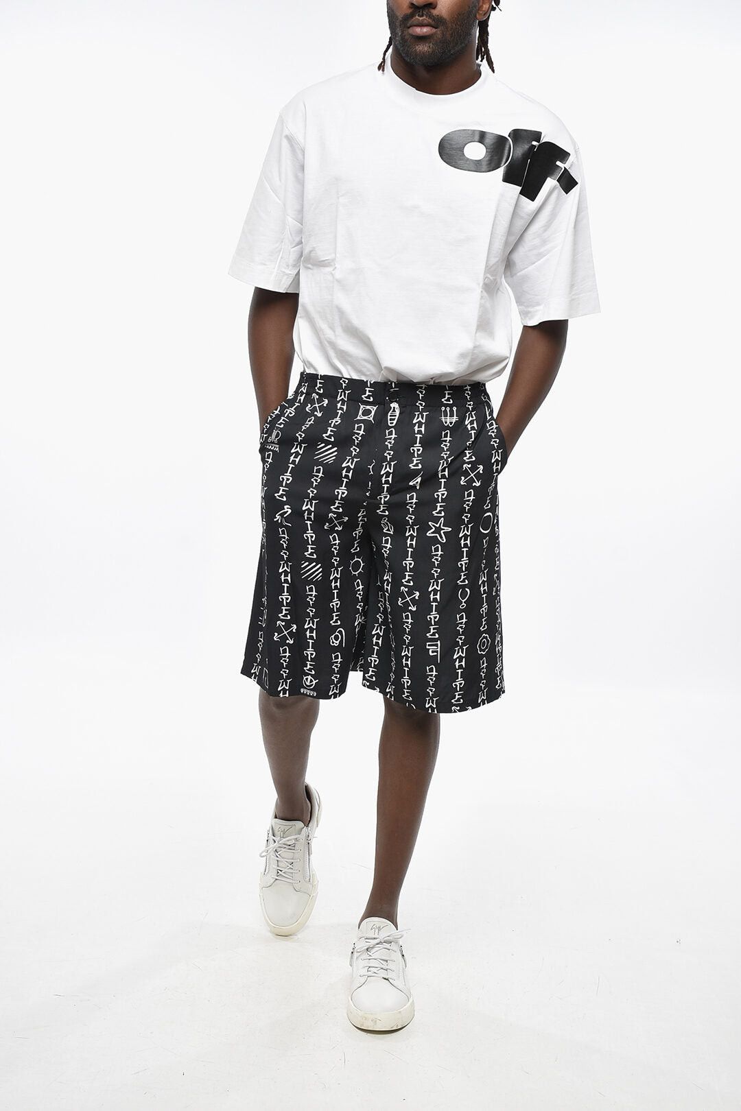 Off-White Printed Viscose Shorts TYPE Size US 33 - 4 Thumbnail