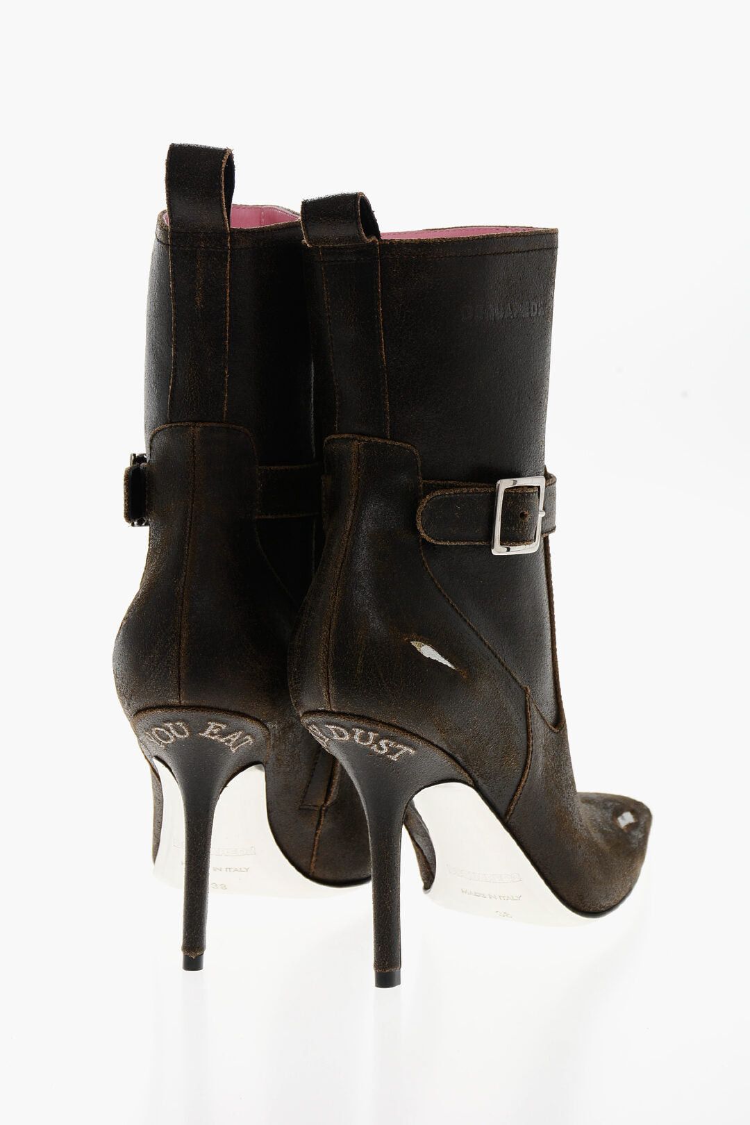 Leather Ankle Boots EAT MY DUST with 10cm Vintage Effect
