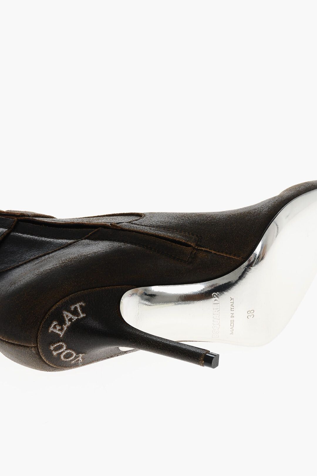 Leather Ankle Boots EAT MY DUST with 10cm Vintage Effect