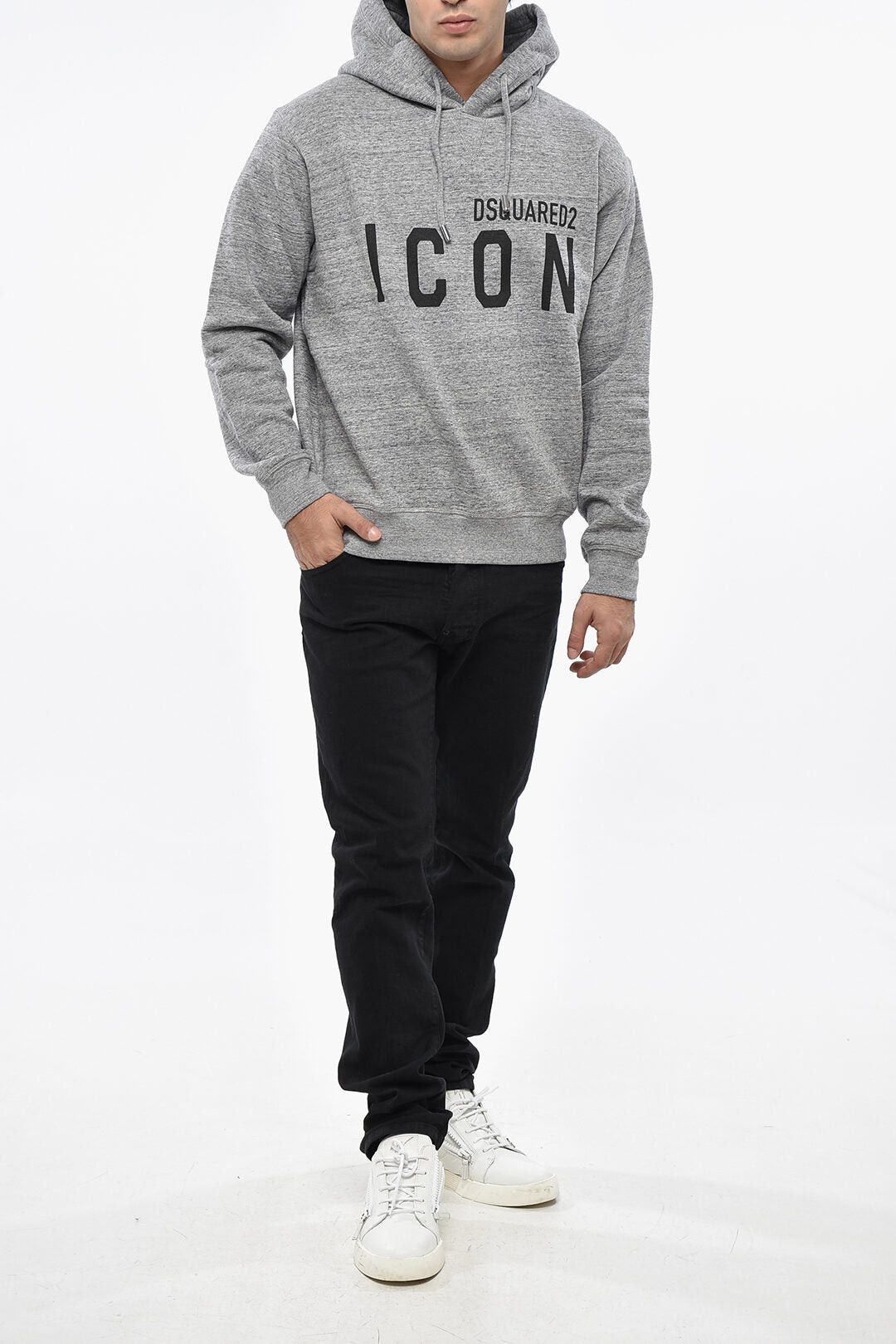 Dsquared2 ICON Cotton Fleece Hoodie with Contrasting Monogram Size US XXL / EU 58 / 5 - 4 Thumbnail