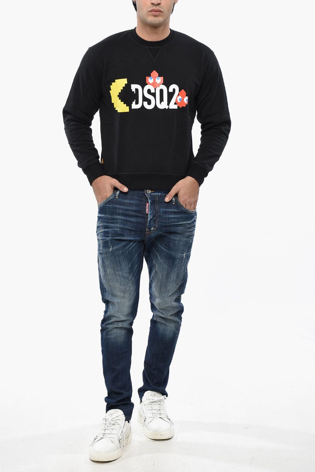 Dsquared2 PAC-MAN Cotton Fleece Crewneck Sweatshirt Size US XXL / EU 58 / 5 - 4 Thumbnail