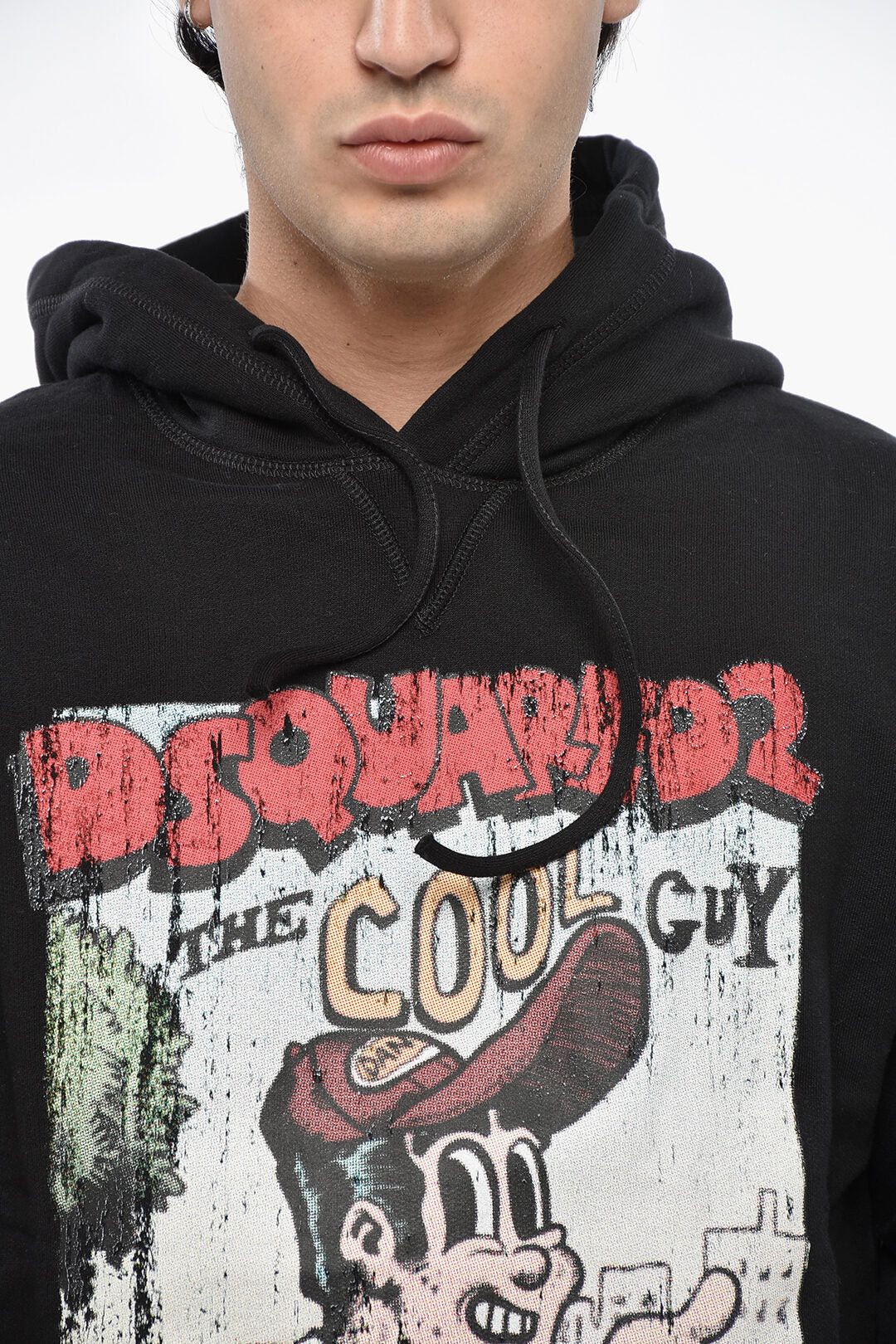 Dsquared2 Cotton Fleece Hoodie With Large Front Print Size US XS / EU 42 / 0 - 3 Thumbnail