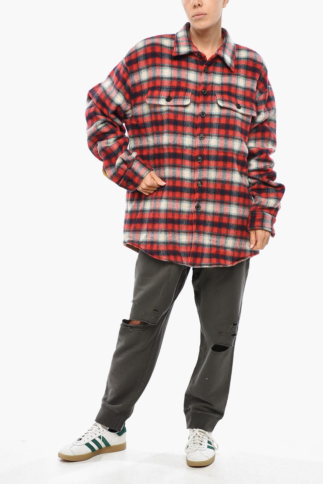 Dsquared2 Eco-Shearling Overshirt With Check Pattern Size XS / US 0-2 / IT 36-38 - 4 Thumbnail