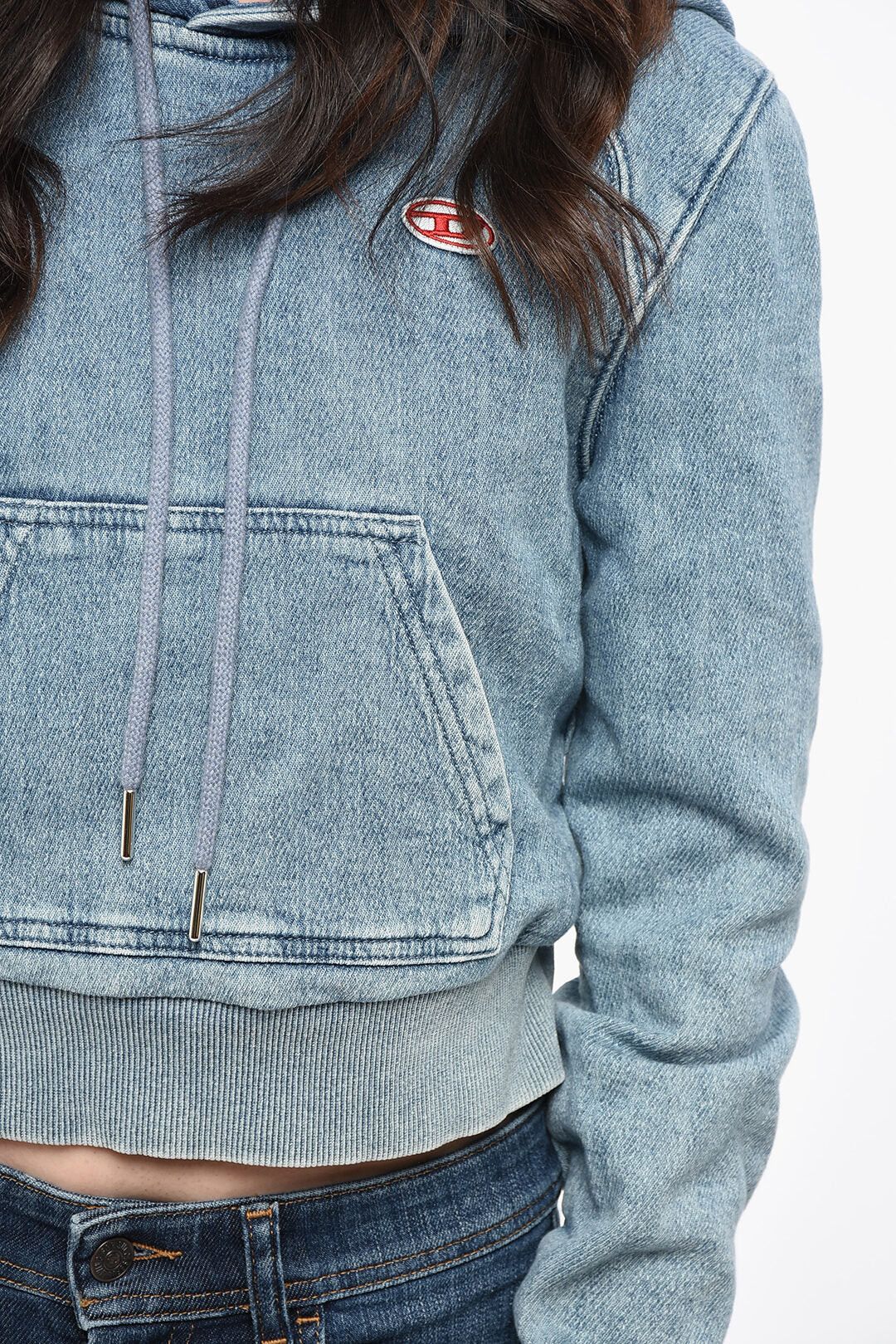 Diesel RED TAG Denim-Effect Cotton Hoodie ANGY Size XS / US 0-2 / IT 36-38 - 3 Thumbnail