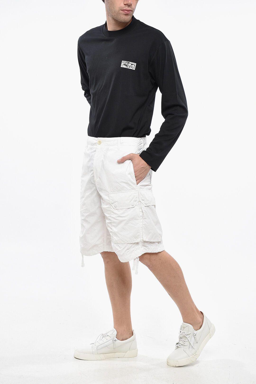 Ten C Solid-Color Nylon Shorts with Logo Patch Size US 31 - 4 Thumbnail
