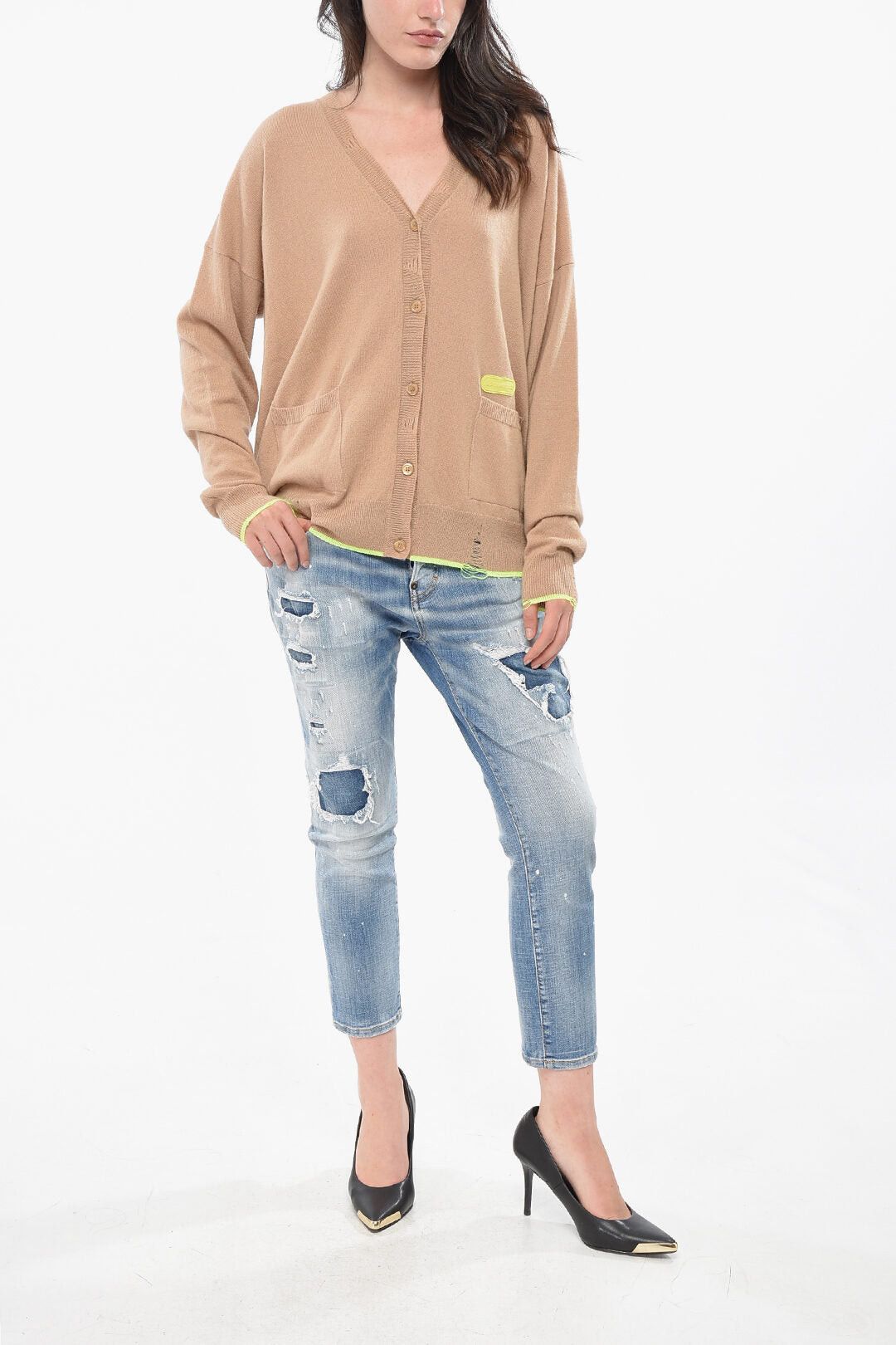 Dsquared2 Vintage-Effect V-Neck Cardigan Size XL / US 12-14 / IT 48-50 - 4 Thumbnail