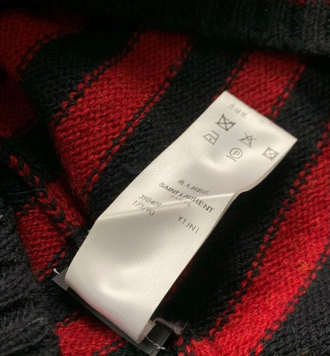 Hedi Slimane Saint Laurent Wool Red Black Stripe Sweater Size US XL / EU 56 / 4 - 4 Thumbnail