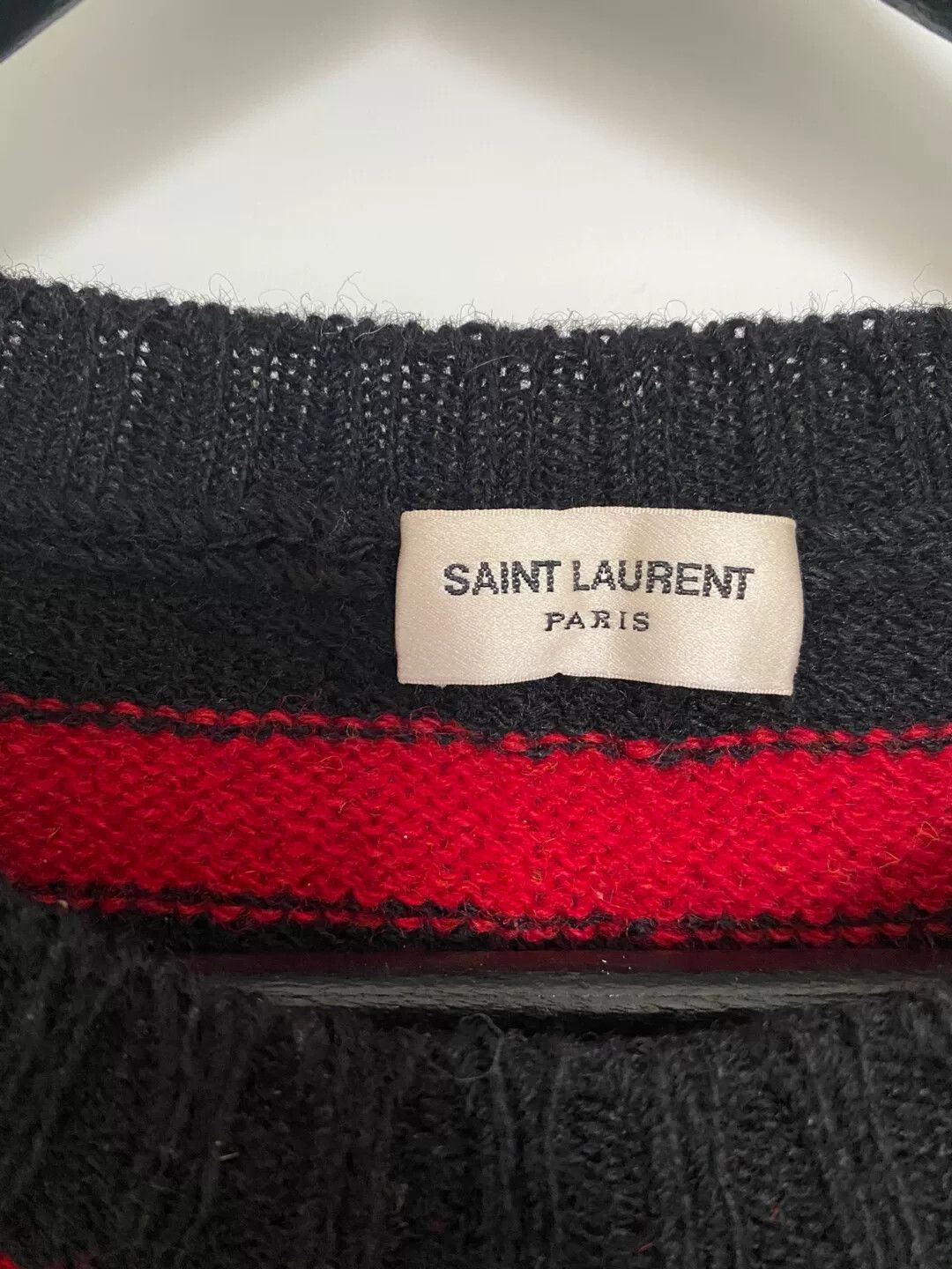 Hedi Slimane Saint Laurent Wool Red Black Stripe Sweater Size US XL / EU 56 / 4 - 3 Thumbnail