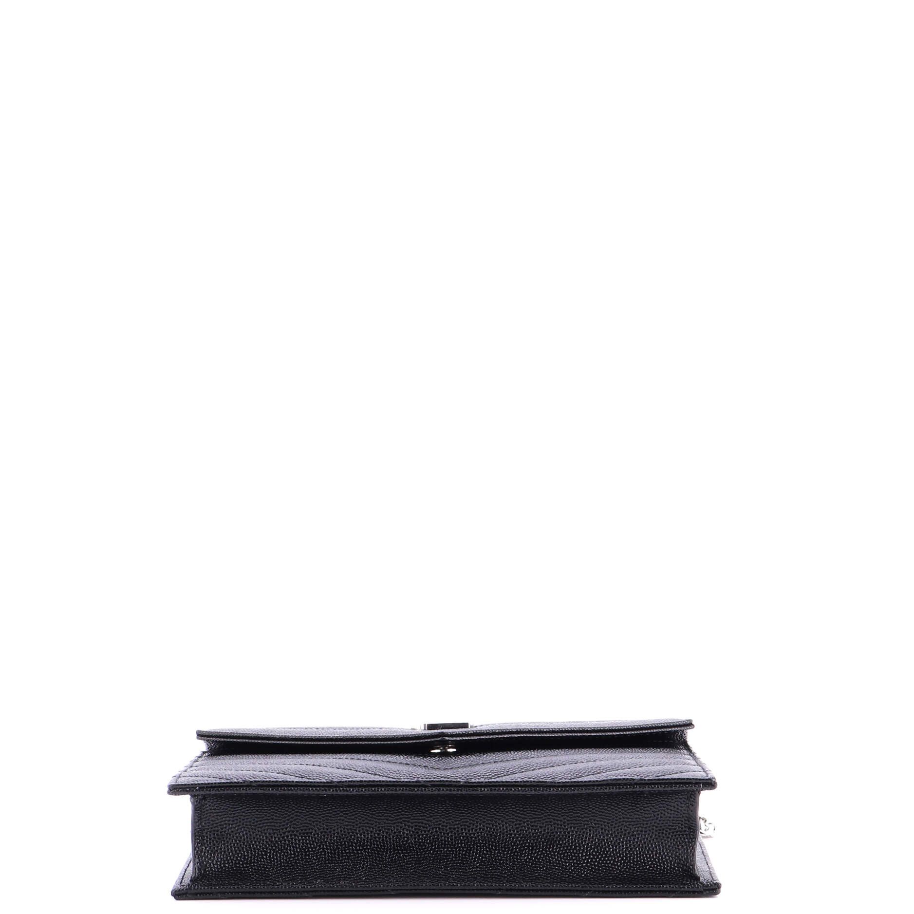 Saint Laurent Paris Classic Monogram Wallet on Chain Matelasse Chevron Leather Small Size ONE SIZE - 3 Thumbnail