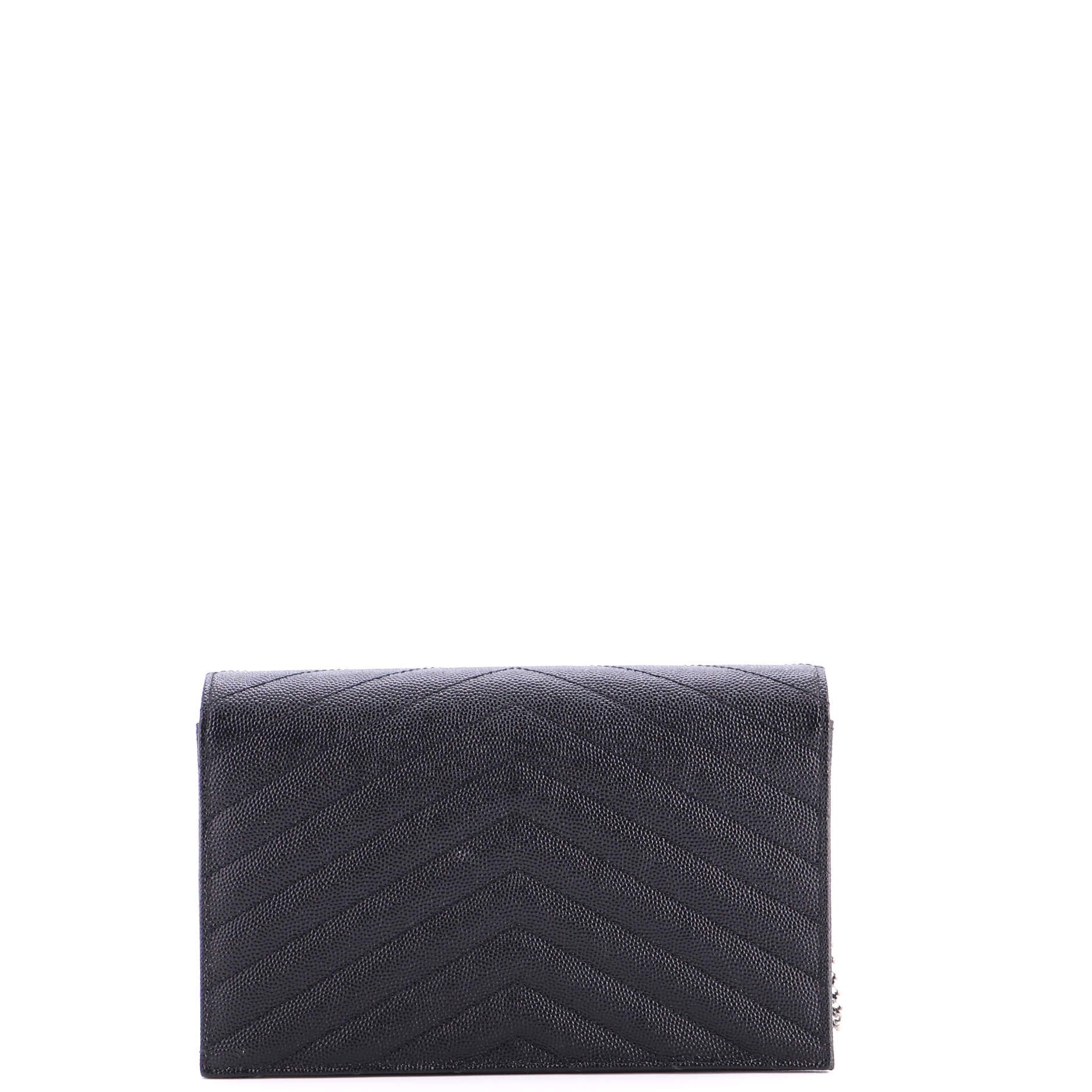 Saint Laurent Paris Classic Monogram Wallet on Chain Matelasse Chevron Leather Small Size ONE SIZE - 2 Thumbnail