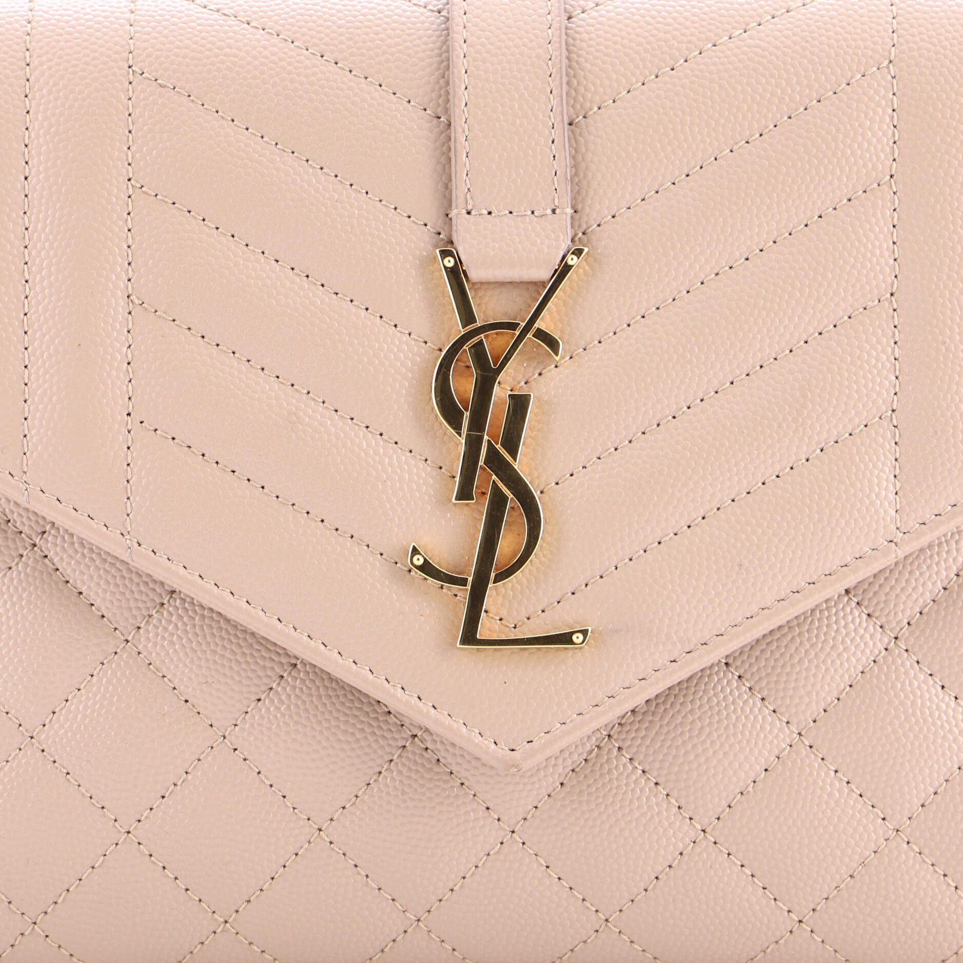 Saint Laurent Paris Classic Monogram Envelope Wristlet Clutch Mixed Matelasse Leather Size ONE SIZE - 5 Thumbnail