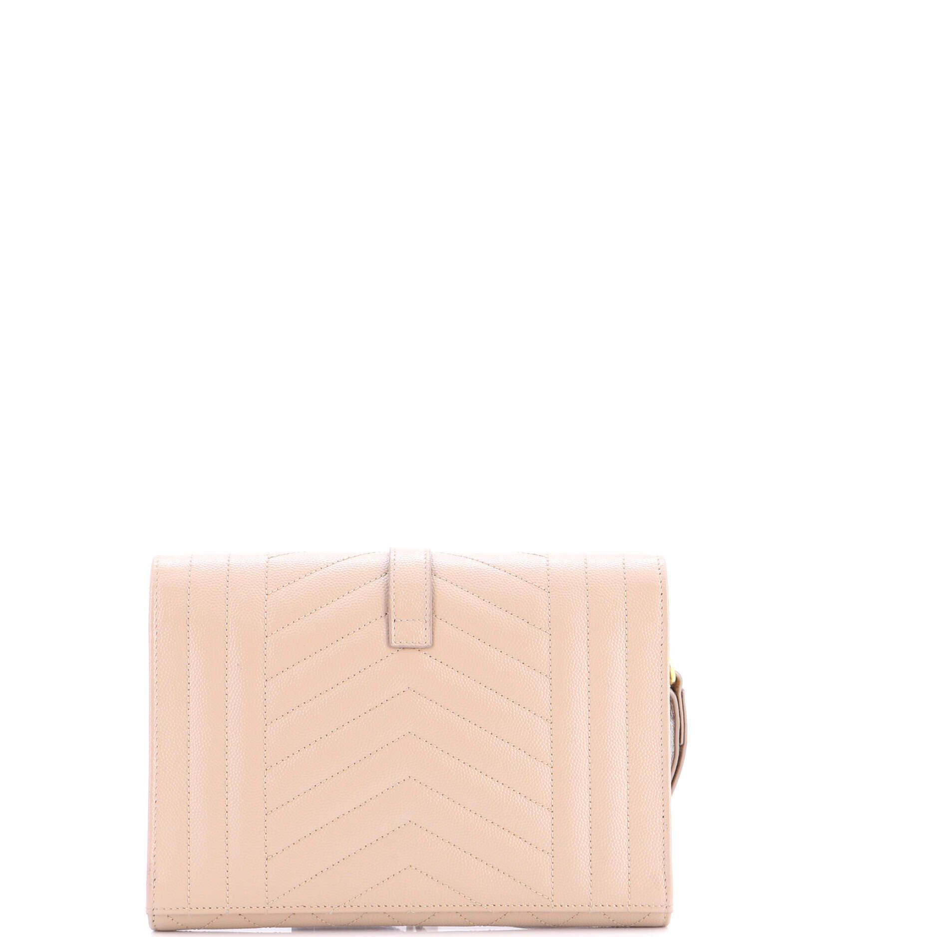 Saint Laurent Paris Classic Monogram Envelope Wristlet Clutch Mixed Matelasse Leather Size ONE SIZE - 2 Thumbnail